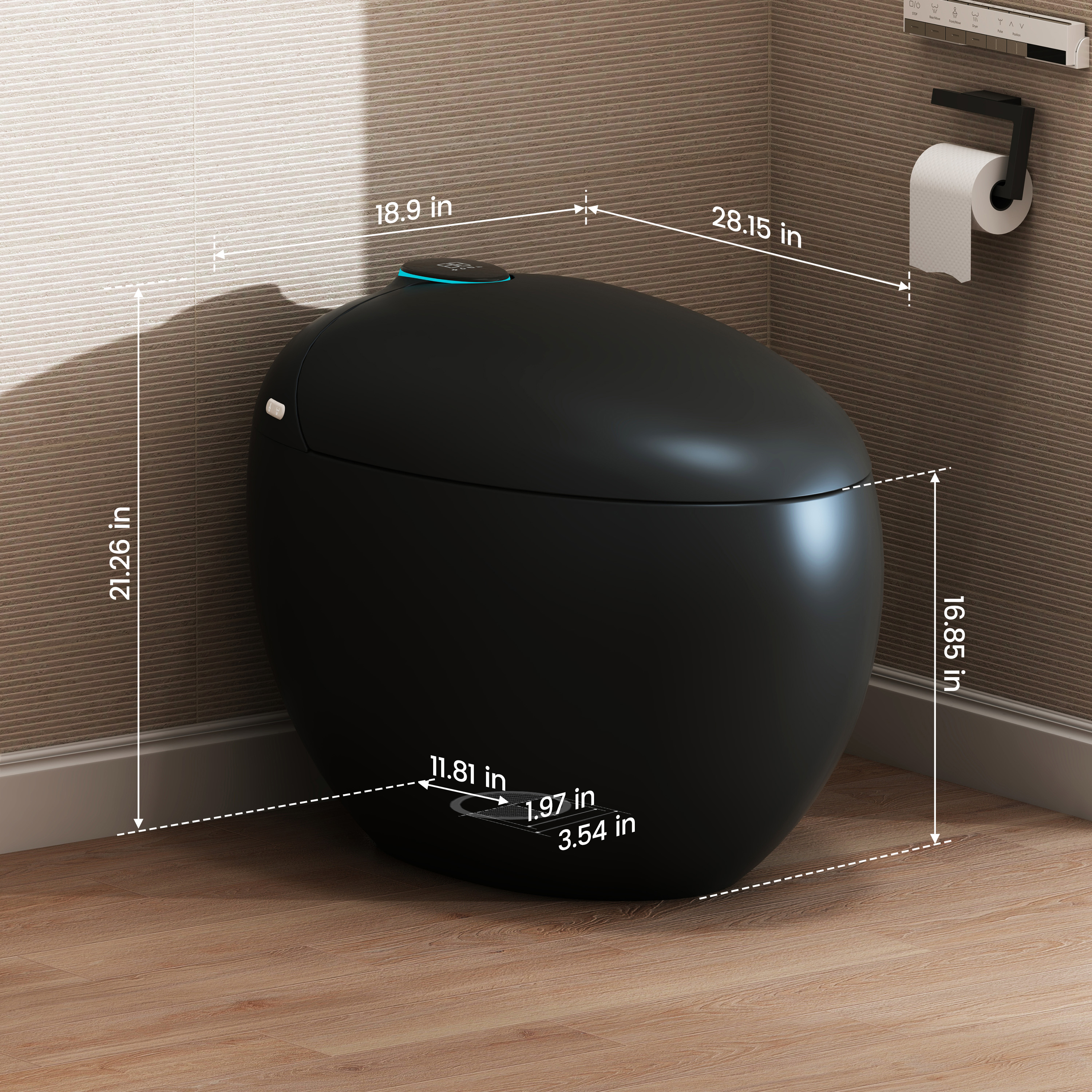 Luxe Smart Toilet with Tank，Auto Open & Close and Easy-Clean Surface, White/Black