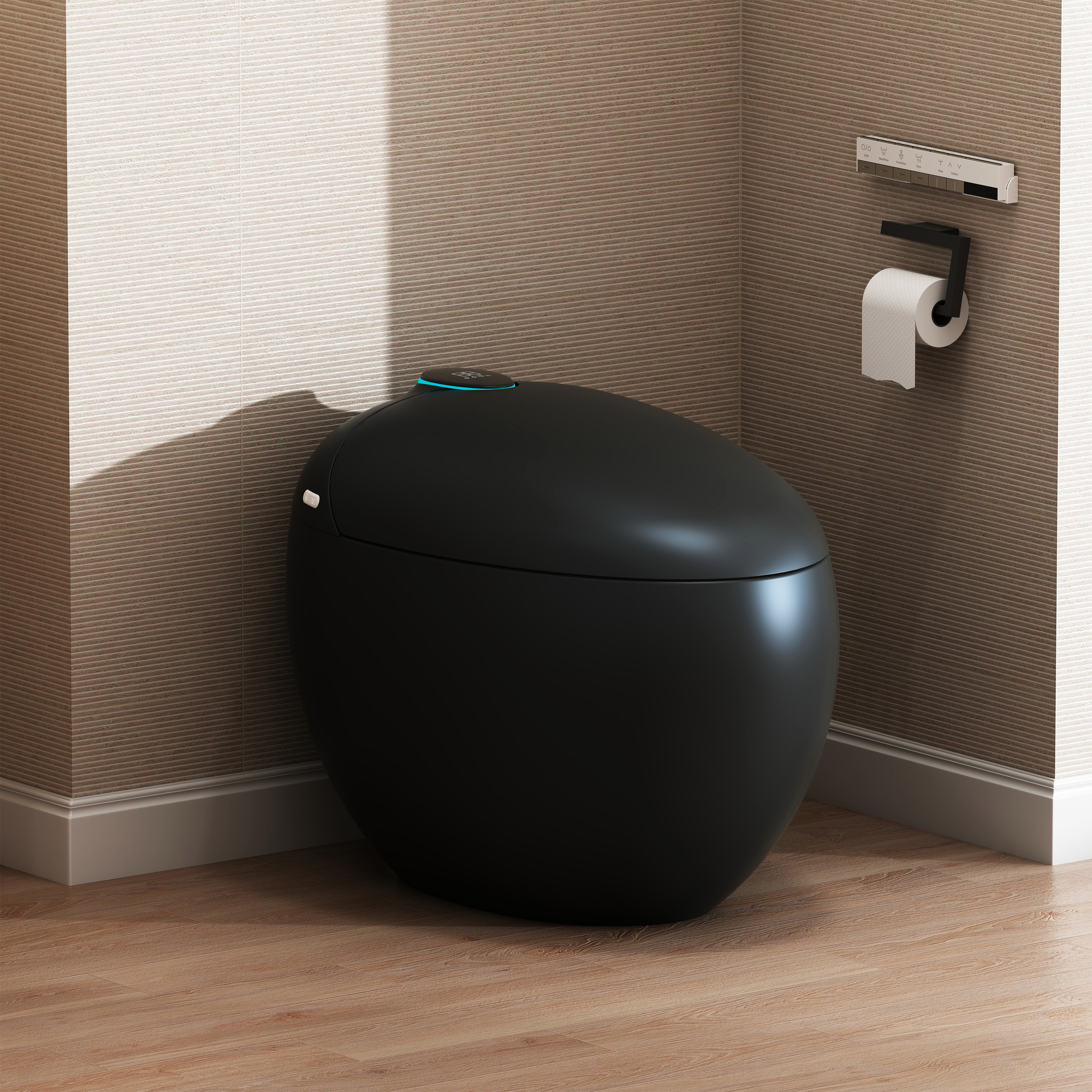 Luxe Smart Toilet with Tank，Auto Open & Close and Easy-Clean Surface, White/Black