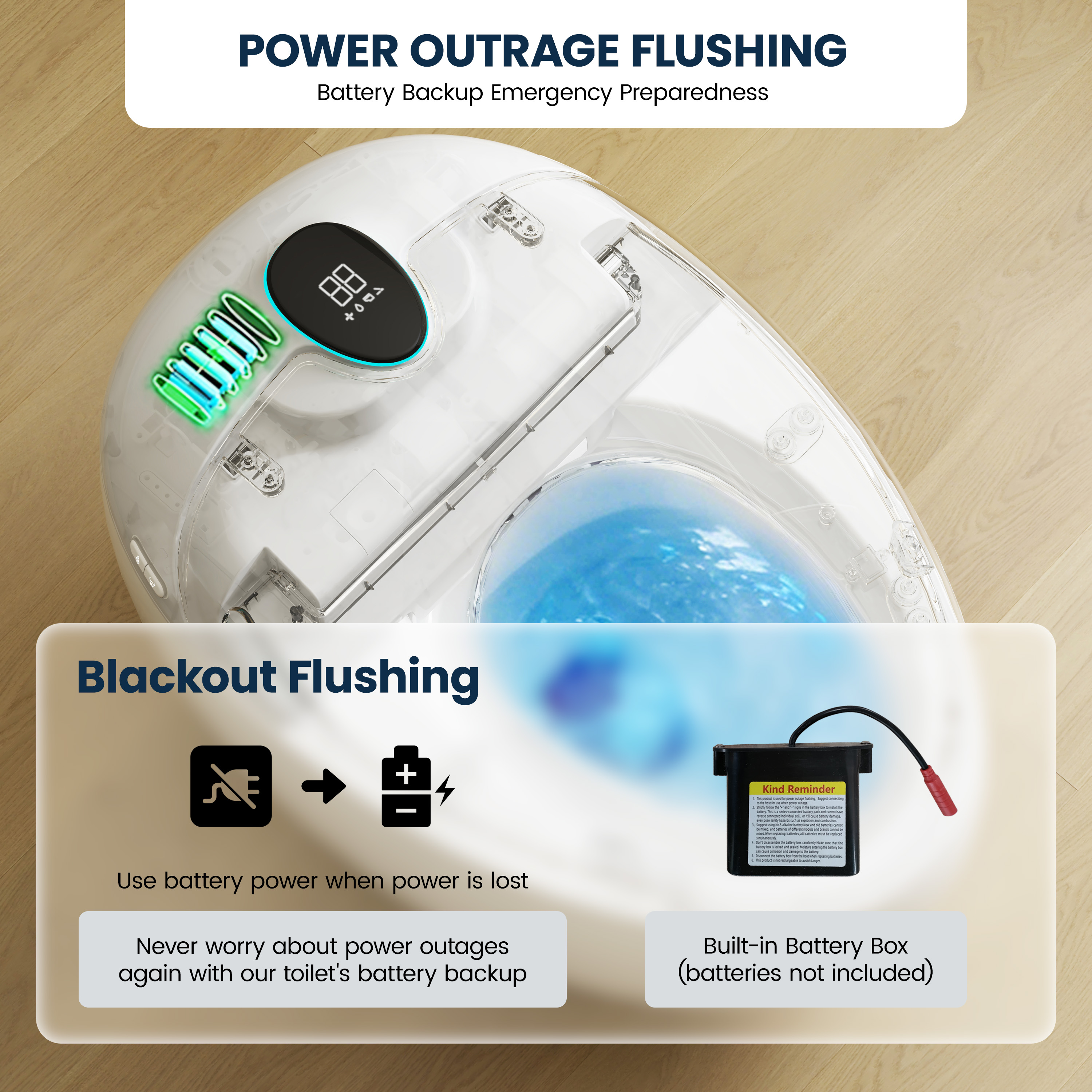 Luxe Smart Toilet with Tank，Auto Open & Close and Easy-Clean Surface, White/Black