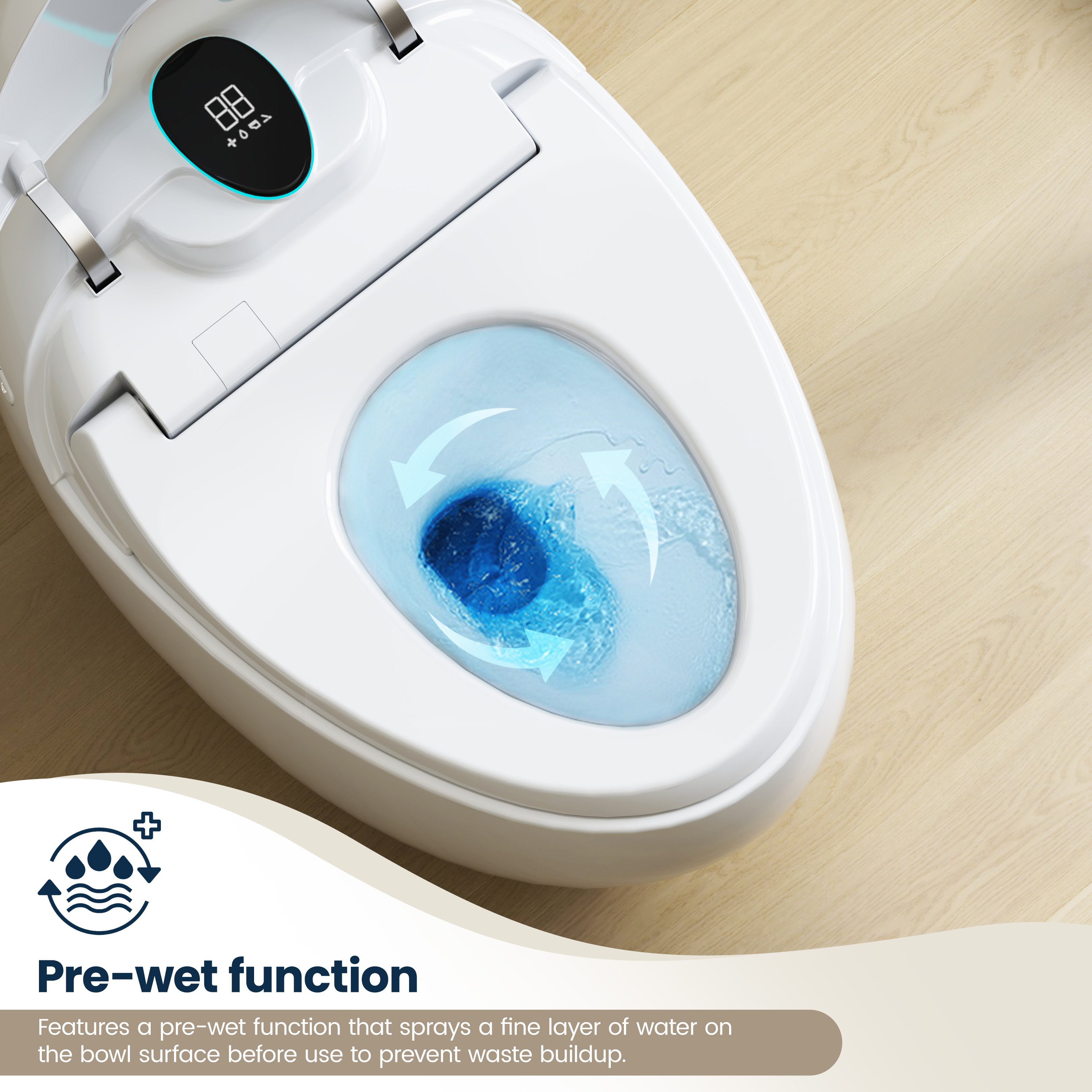 Luxe Smart Toilet with Tank，Auto Open & Close and Easy-Clean Surface, White/Black