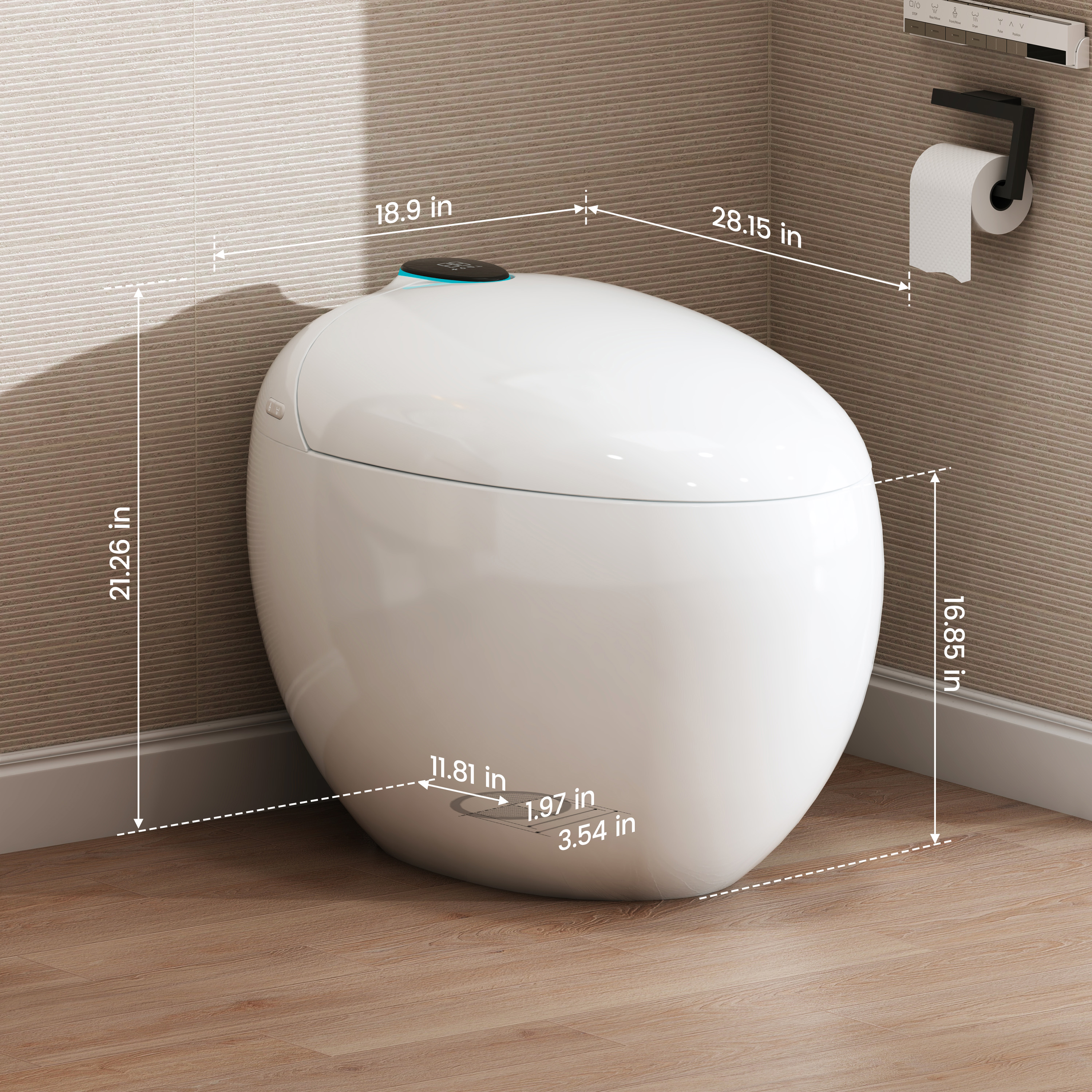 Luxe Smart Toilet with Tank，Auto Open & Close and Easy-Clean Surface, White/Black