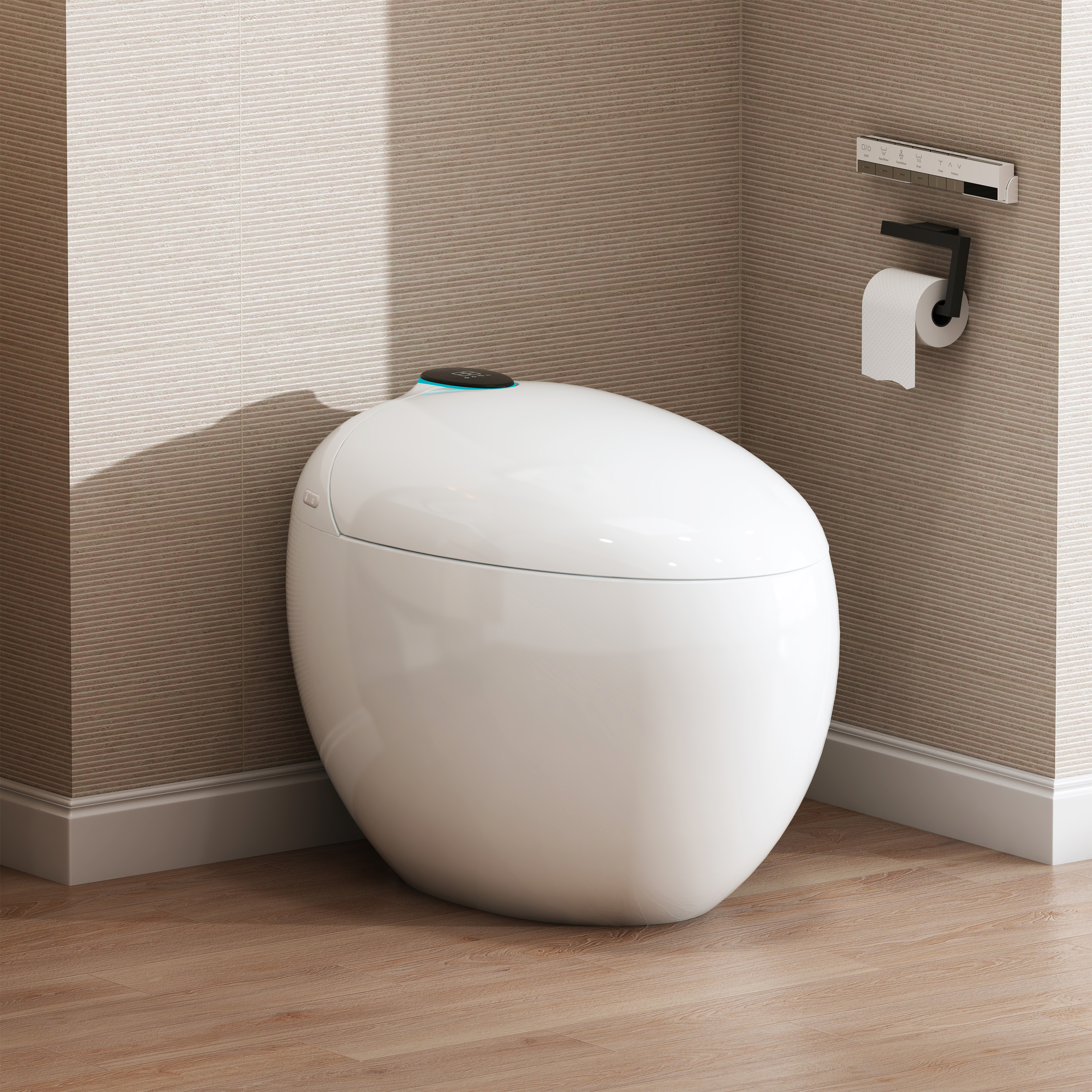 Luxe Smart Toilet with Tank，Auto Open & Close and Easy-Clean Surface, White/Black