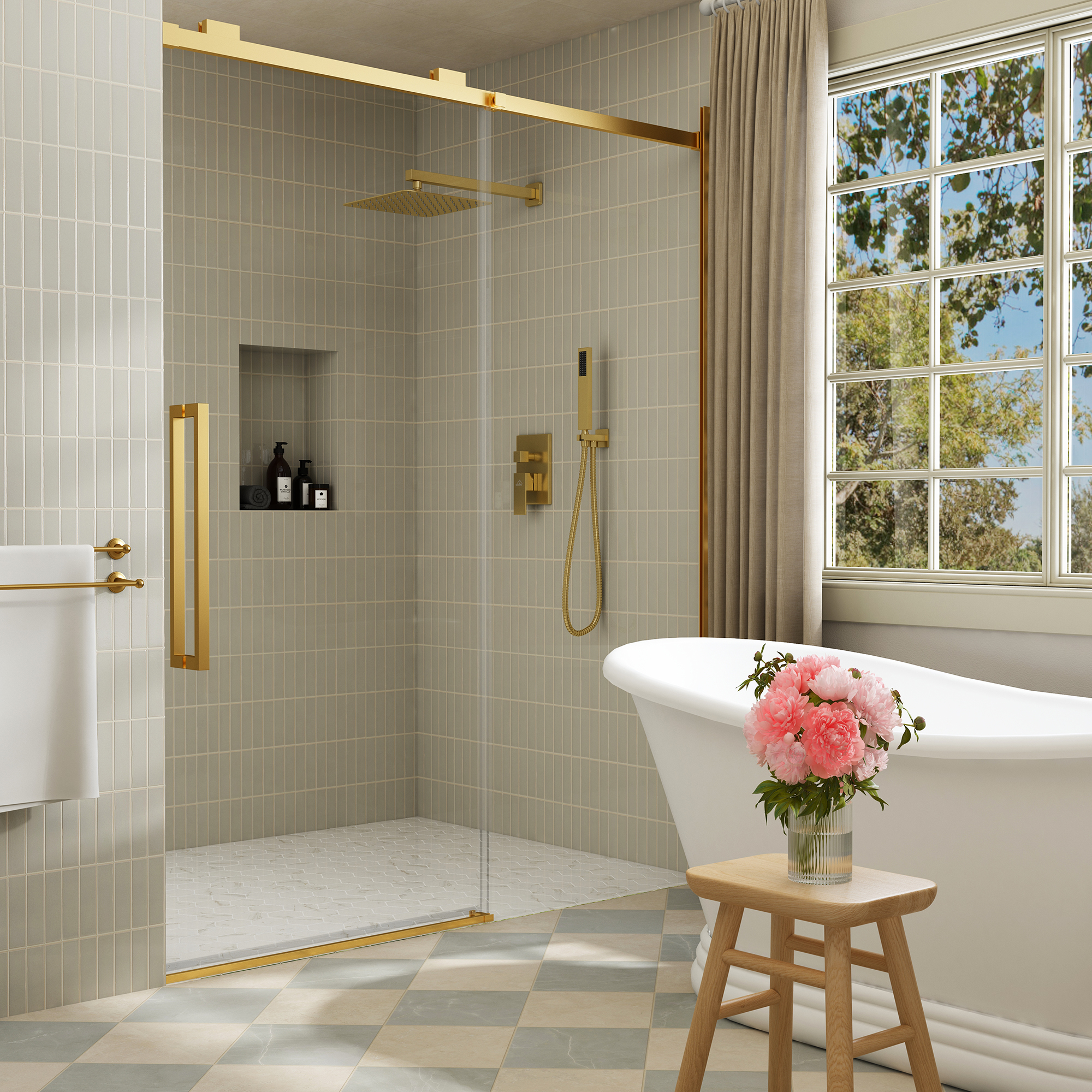 10" Wall Mounted Dual Shower Head Shower System with Hand Shower