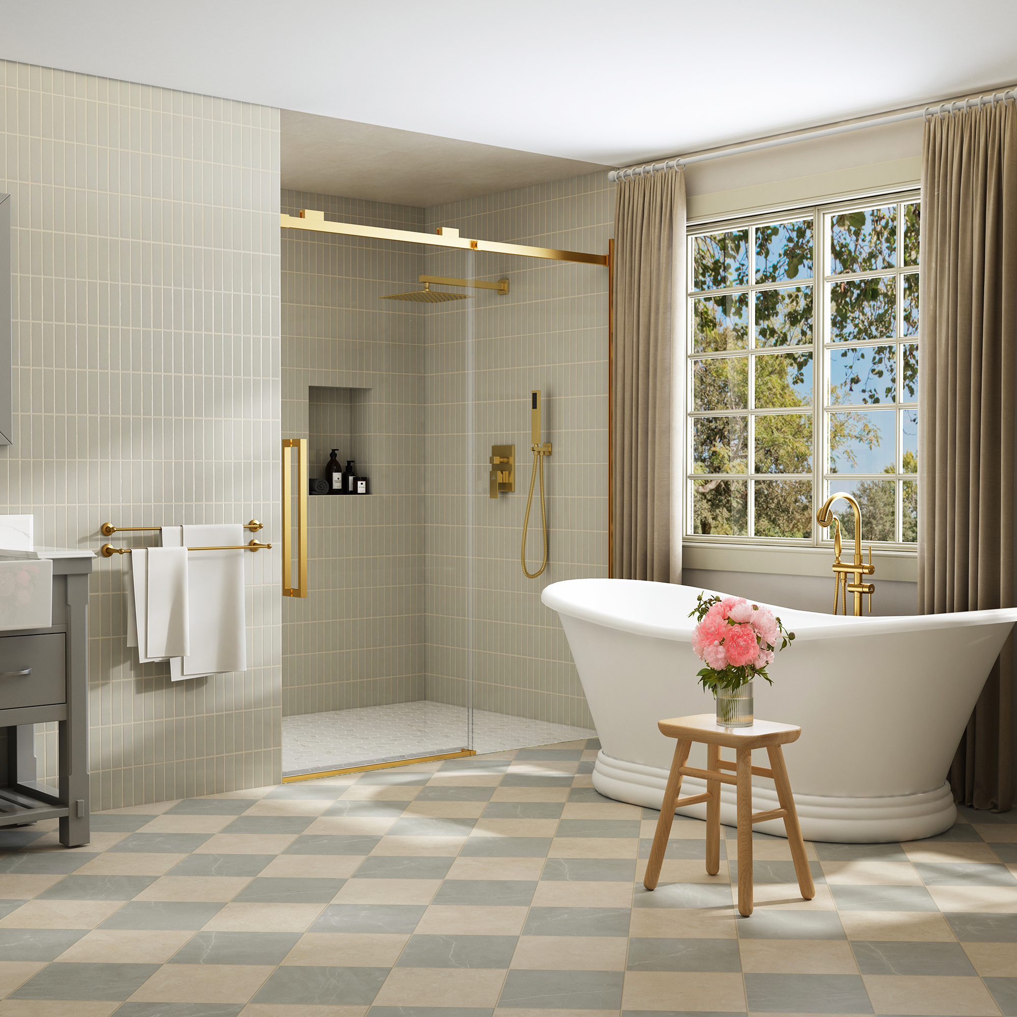 10" Wall Mounted Dual Shower Head Shower System with Hand Shower