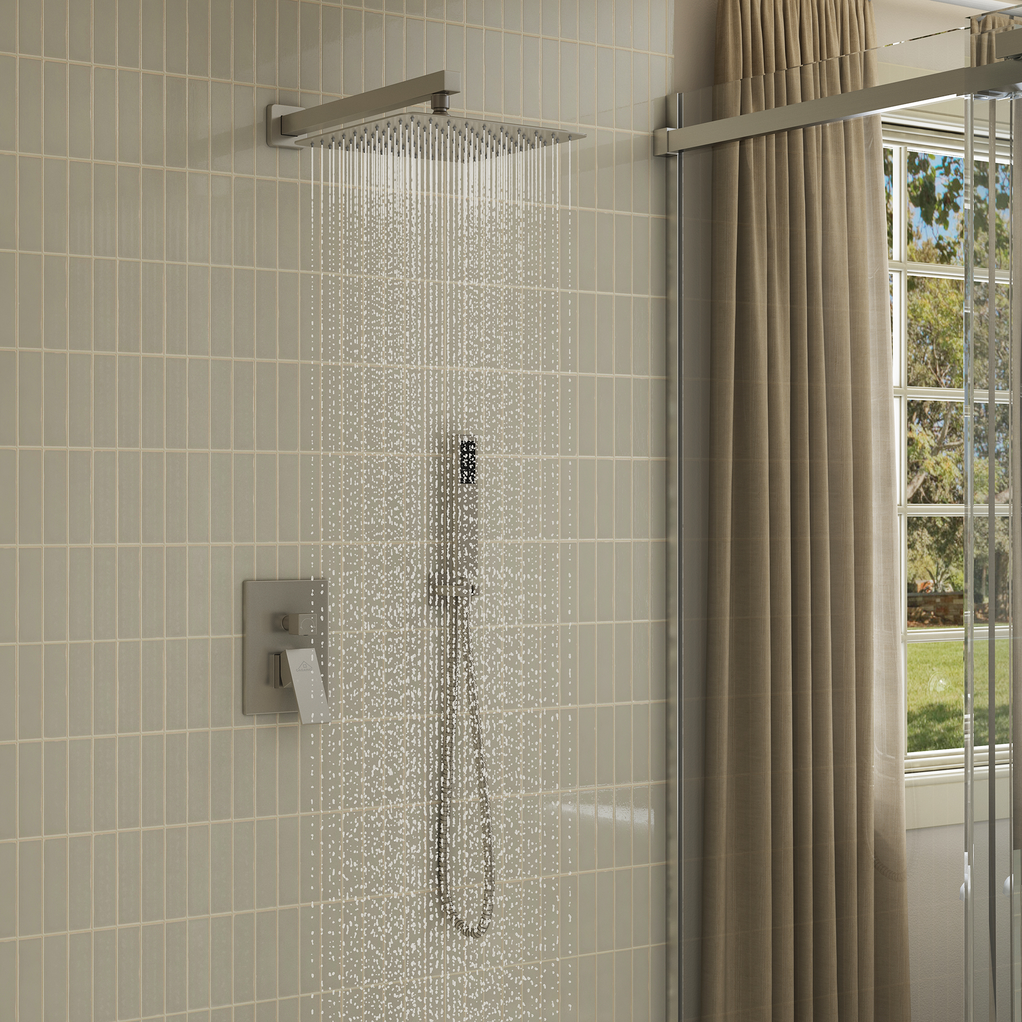 10" Wall Mounted Dual Shower Head Shower System with Hand Shower