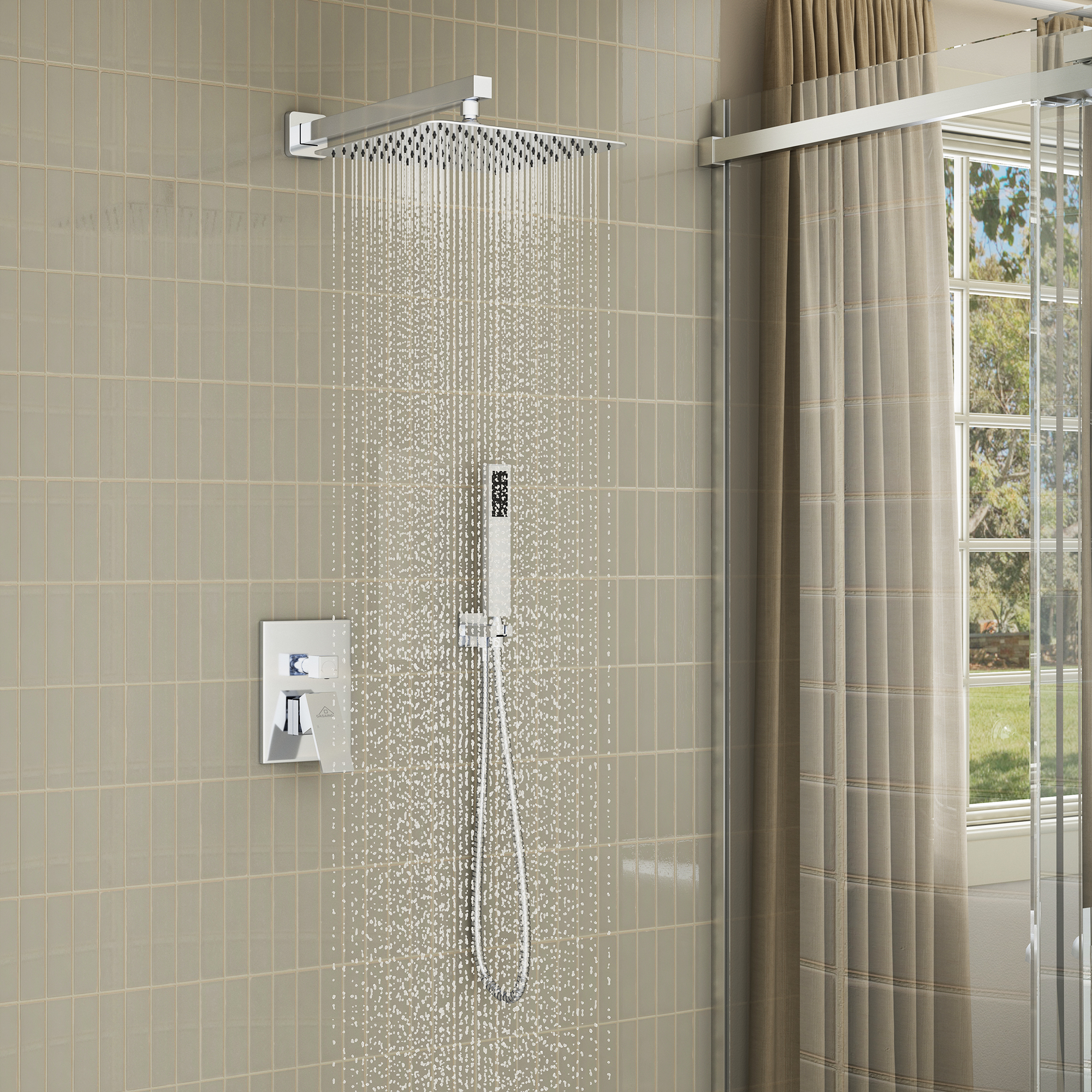 10" Wall Mounted Dual Shower Head Shower System with Hand Shower