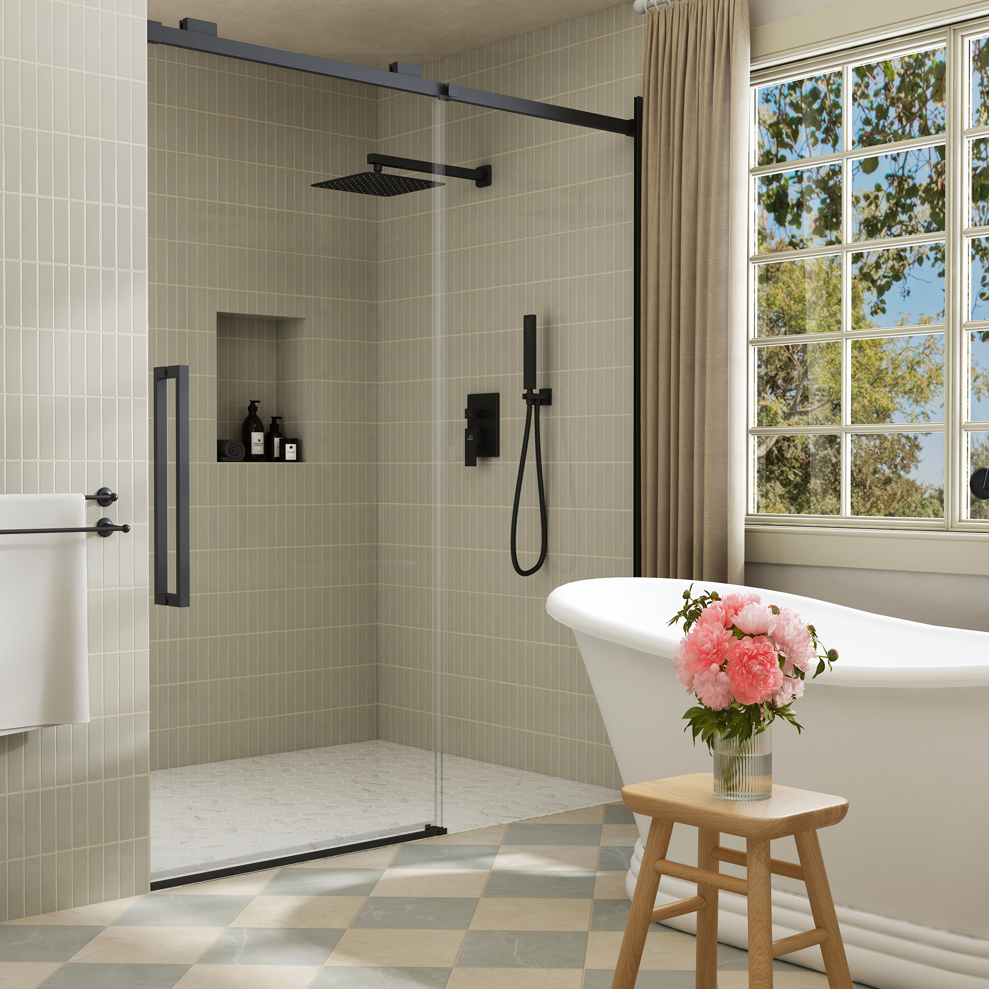 10" Wall Mounted Dual Shower Head Shower System with Hand Shower