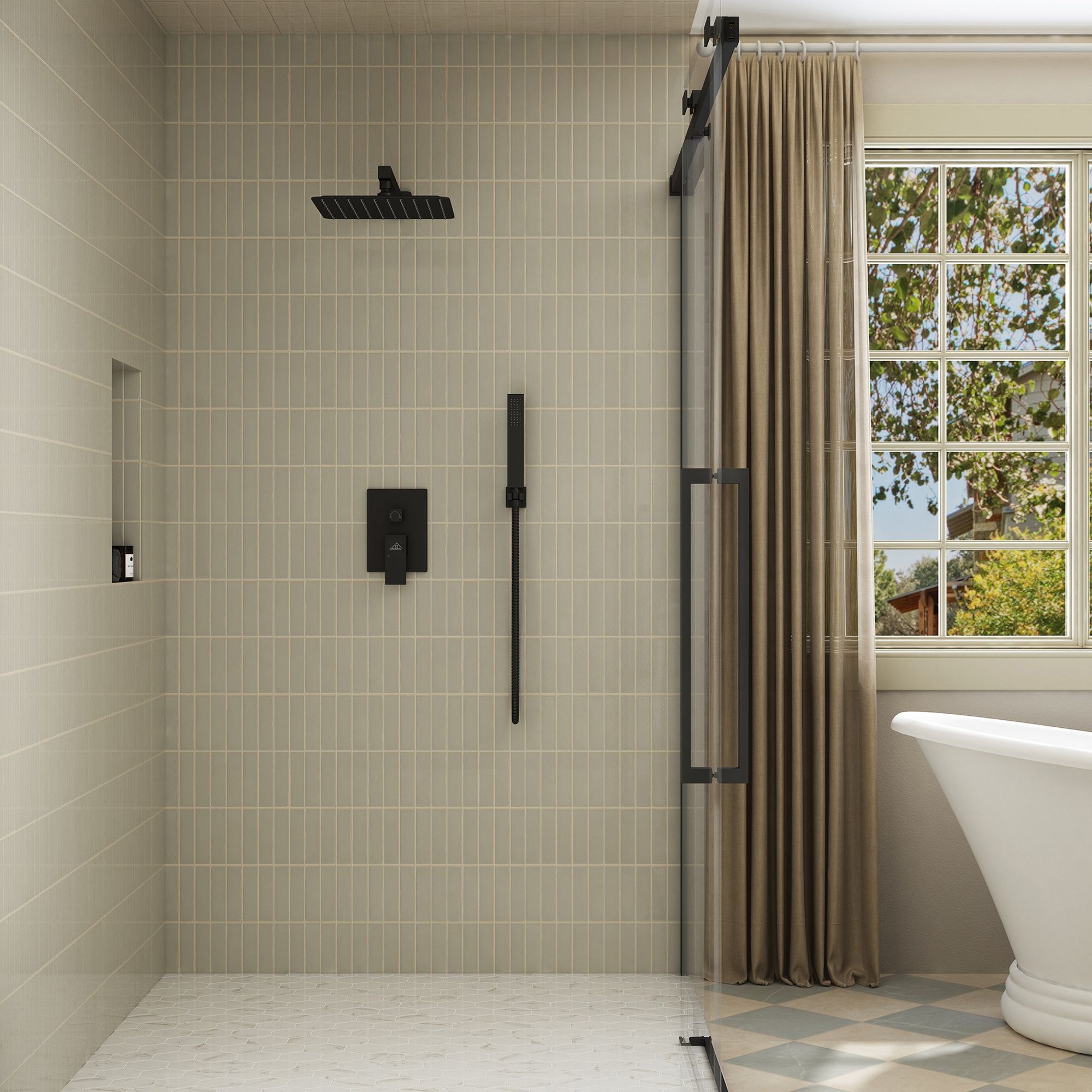 10" Wall Mounted Dual Shower Head Shower System with Hand Shower