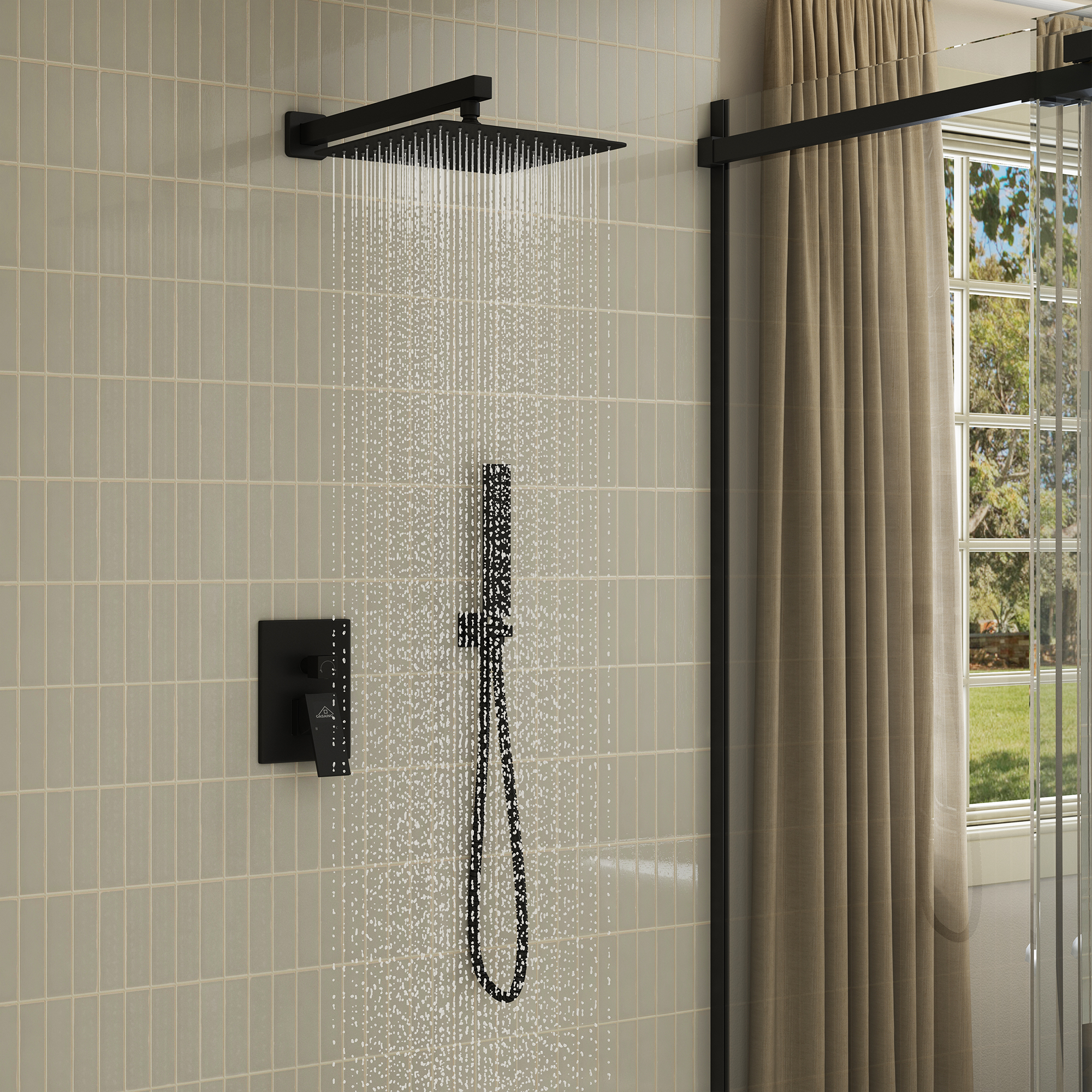 10" Wall Mounted Dual Shower Head Shower System with Hand Shower