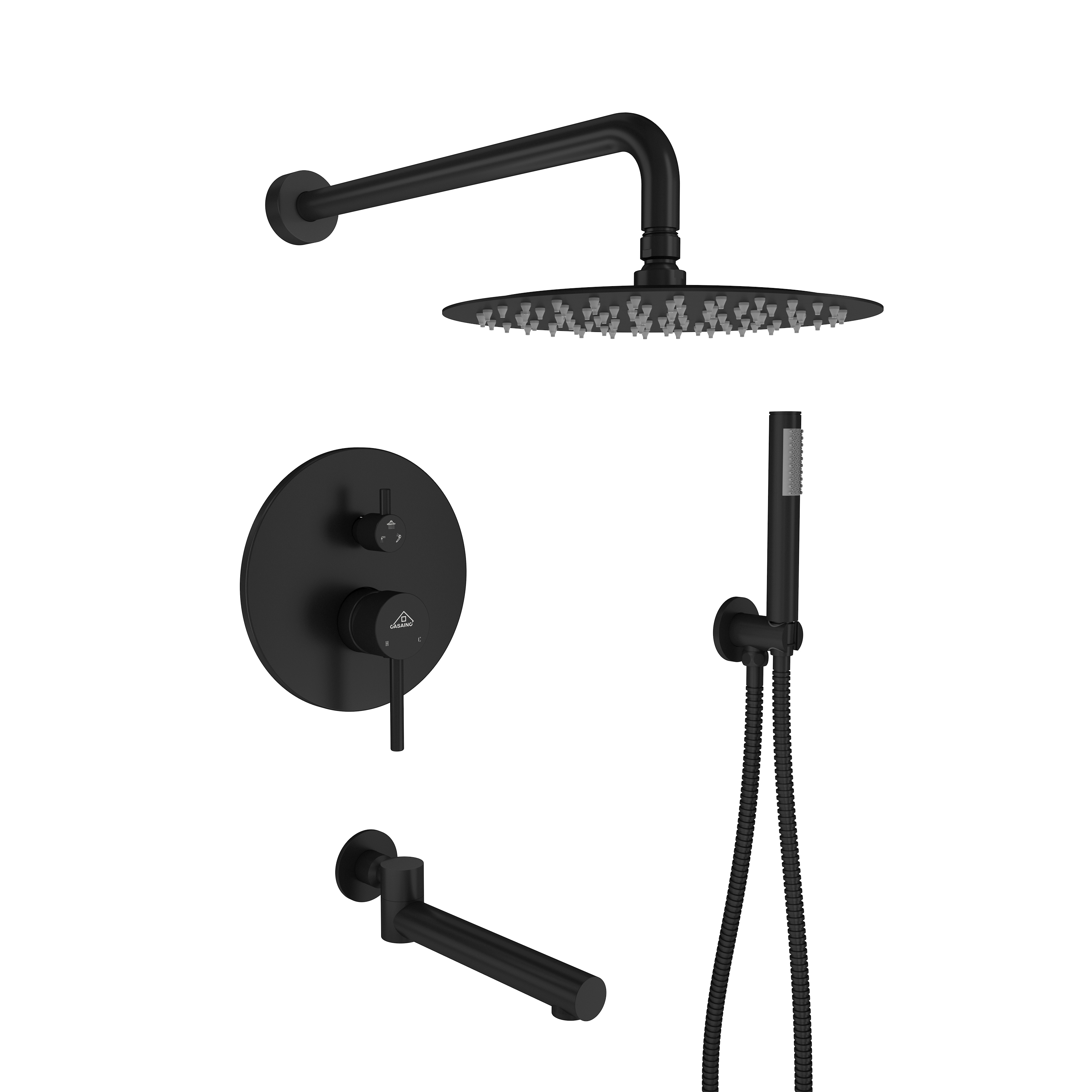 10" Wall Mount Rain Shower Head System with Handheld & Tub Faucet