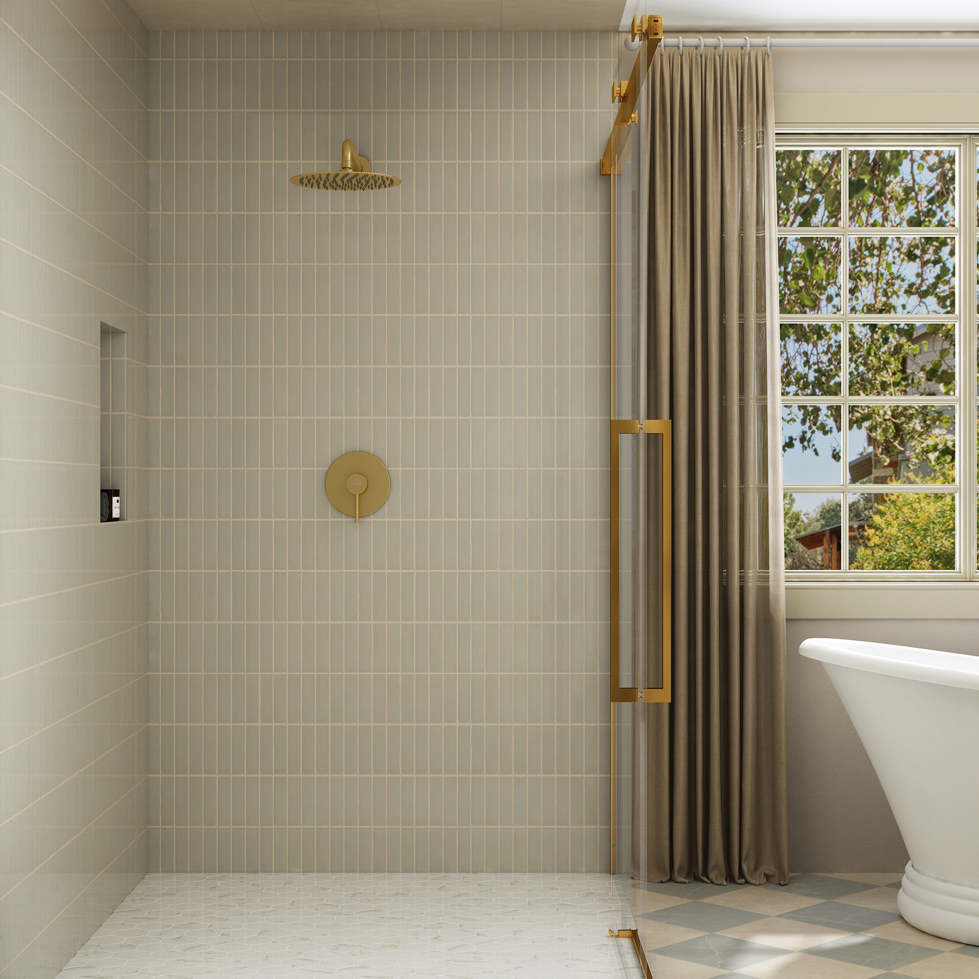 10" Wall Mount Round Single Function Shower Faucet Rain Shower System