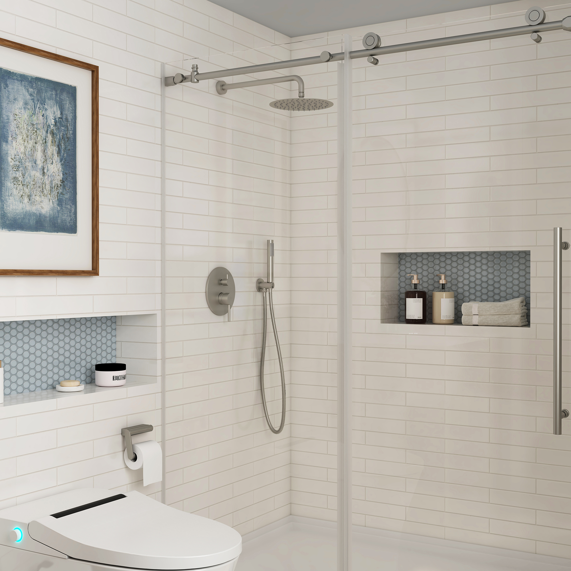 10" Wall Mount Water Saving Rain Shower Head System with Handheld