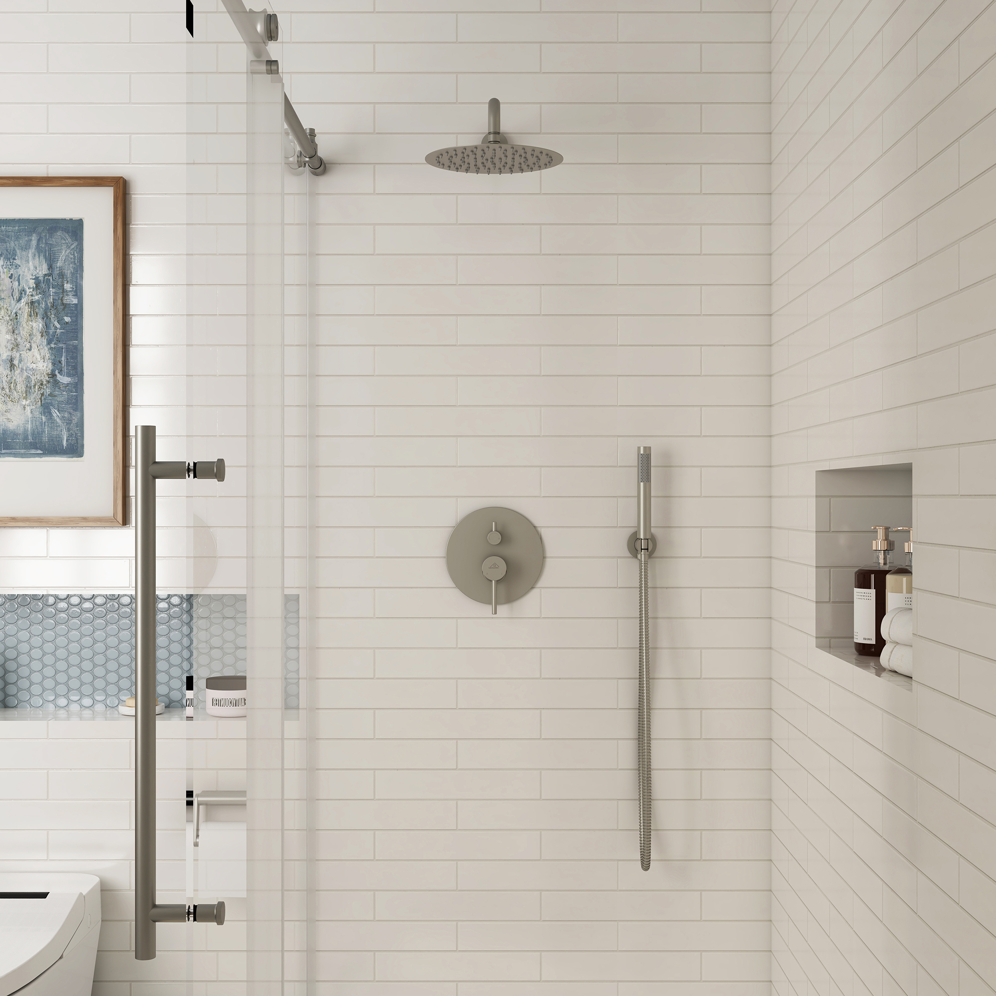 10" Wall Mount Water Saving Rain Shower Head System with Handheld