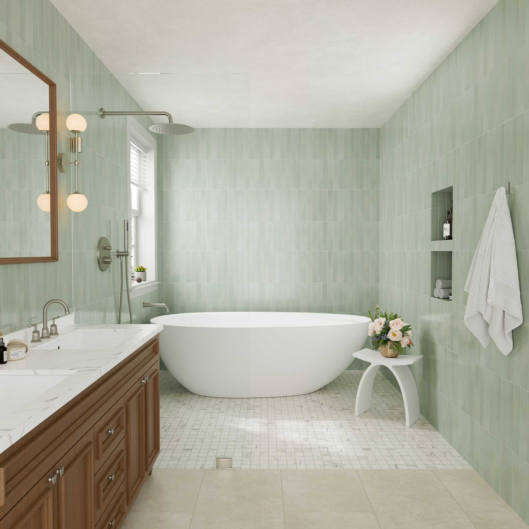 10" Wall Mount Dual Shower Head Rain Shower System with Tub Spout