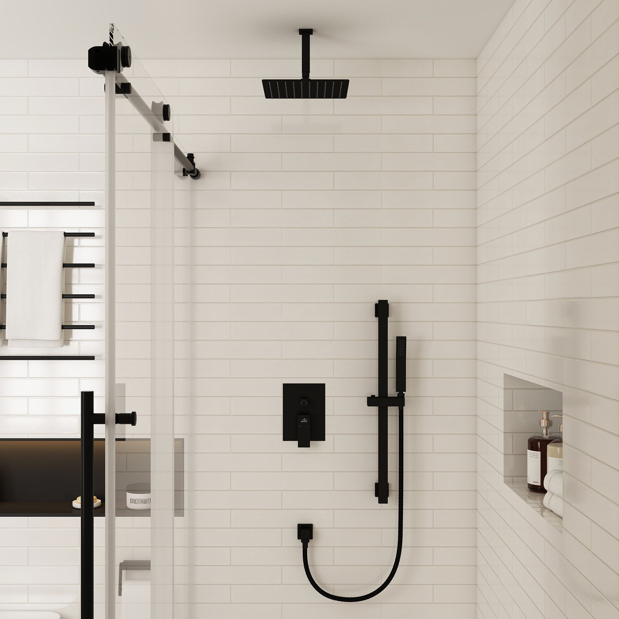 10" Ceiling Mount Dual Shower Heads Shower System With Slide Bar