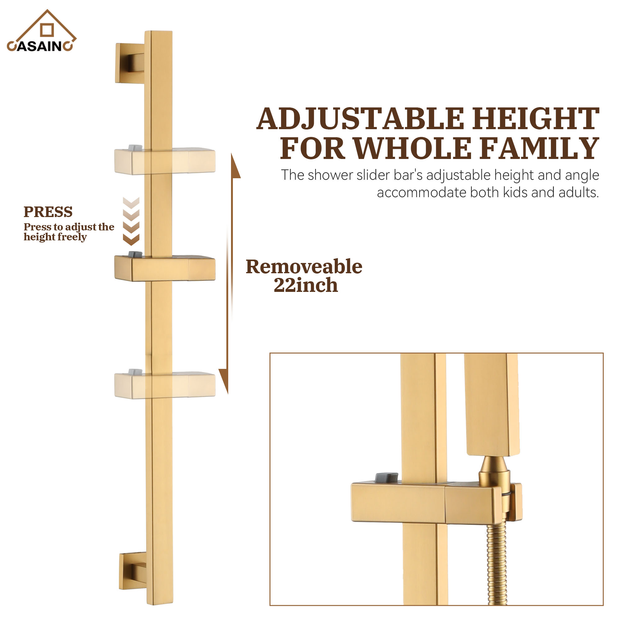 10" Wall Mount Rain Shower Shower System With Hand Shower & Slide Bar