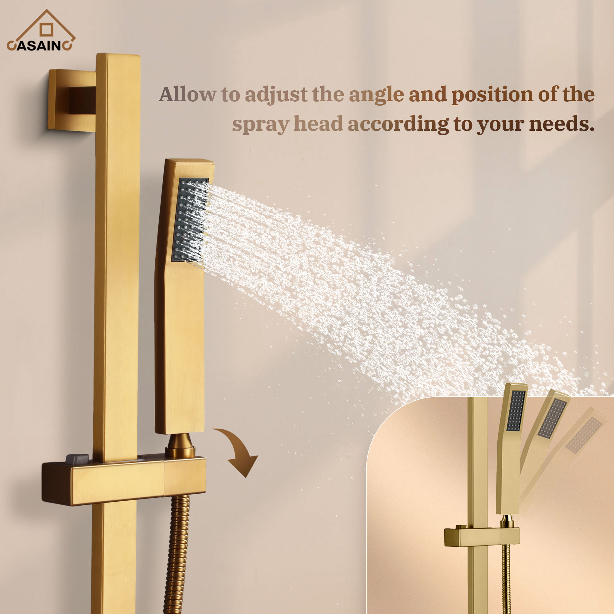 10" Wall Mount Rain Shower Shower System With Hand Shower & Slide Bar