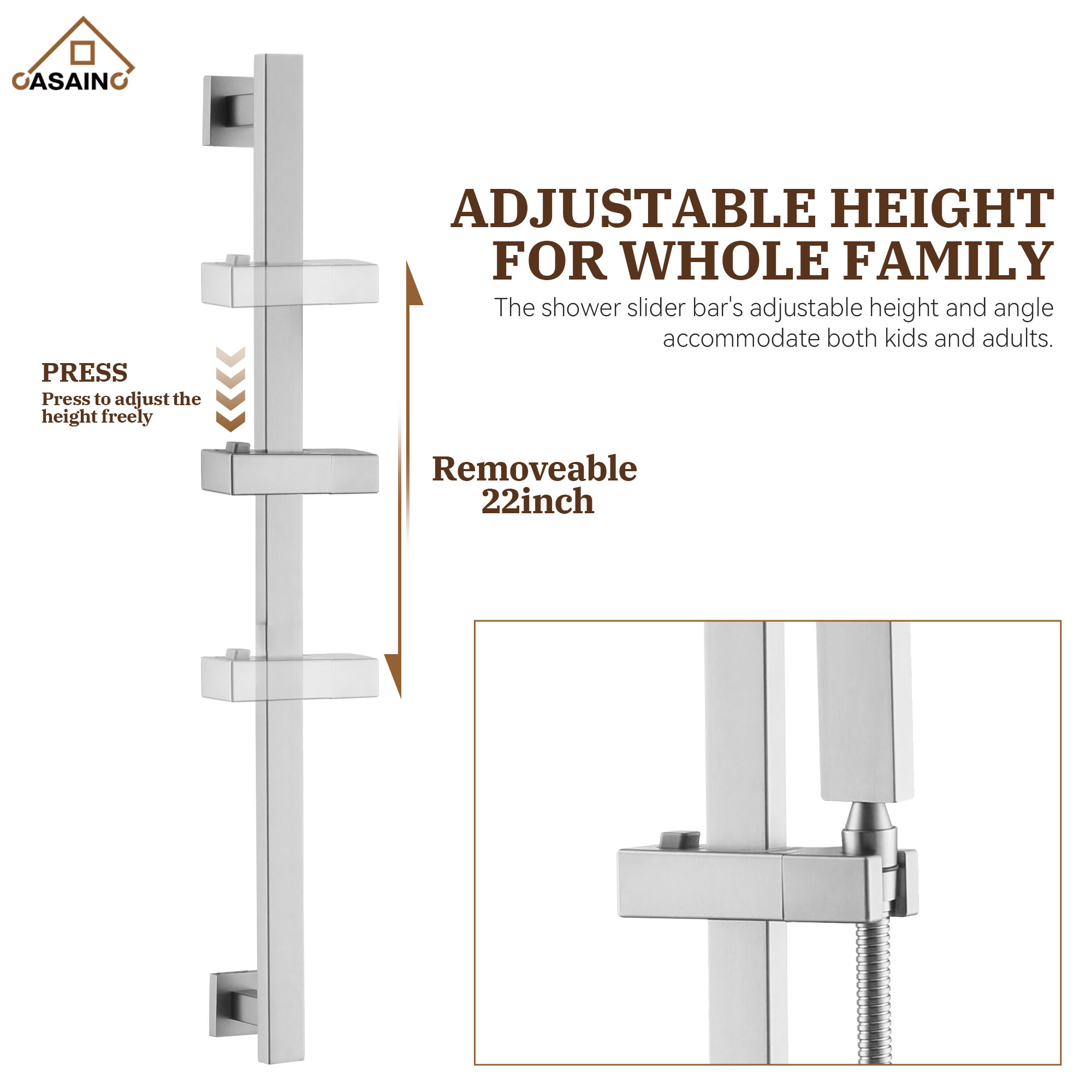 10" Wall Mount Rain Shower Shower System With Hand Shower & Slide Bar