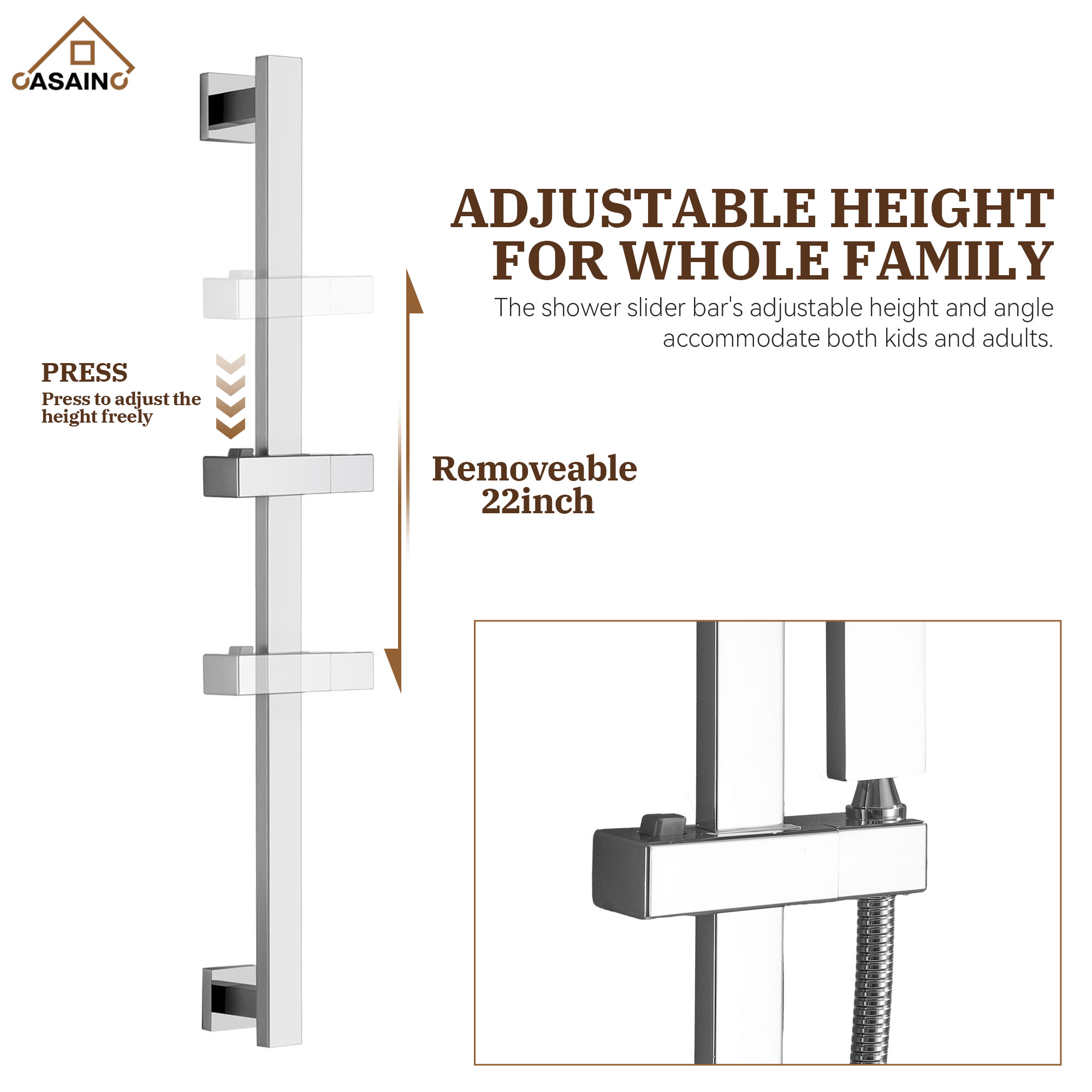 10" Wall Mount Rain Shower Shower System With Hand Shower & Slide Bar