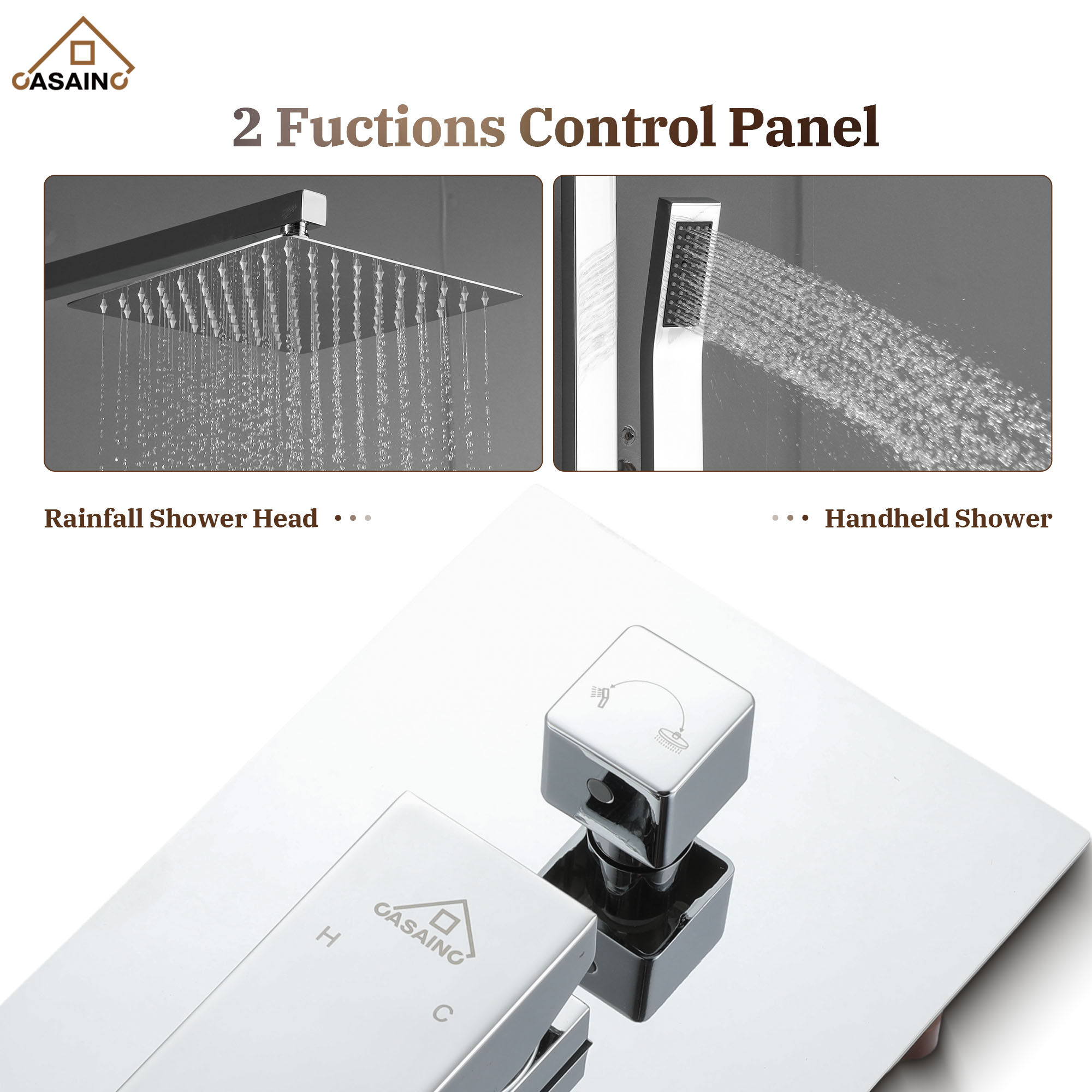 10" Wall Mount Rain Shower Shower System With Hand Shower & Slide Bar