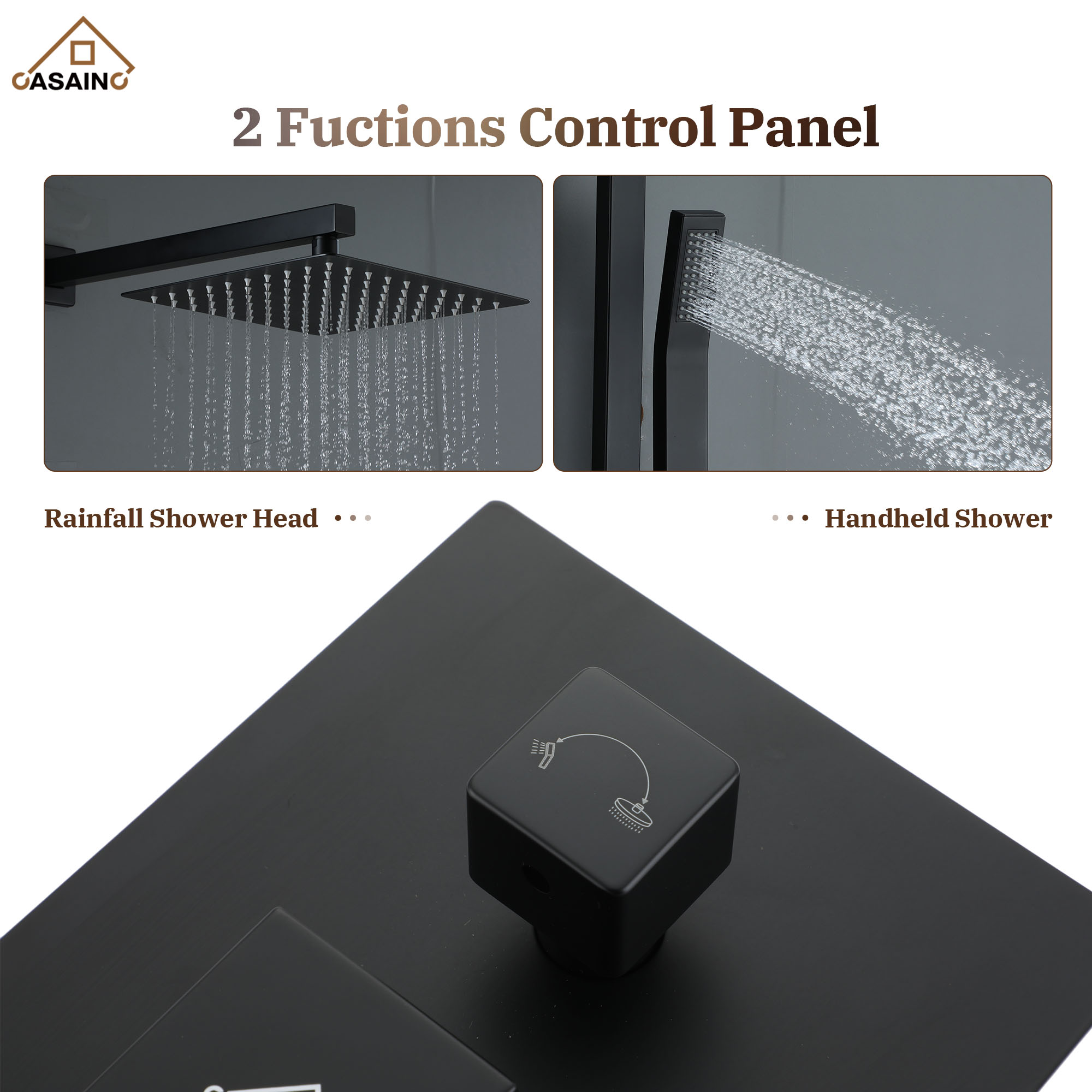 10" Wall Mount Rain Shower Shower System With Hand Shower & Slide Bar