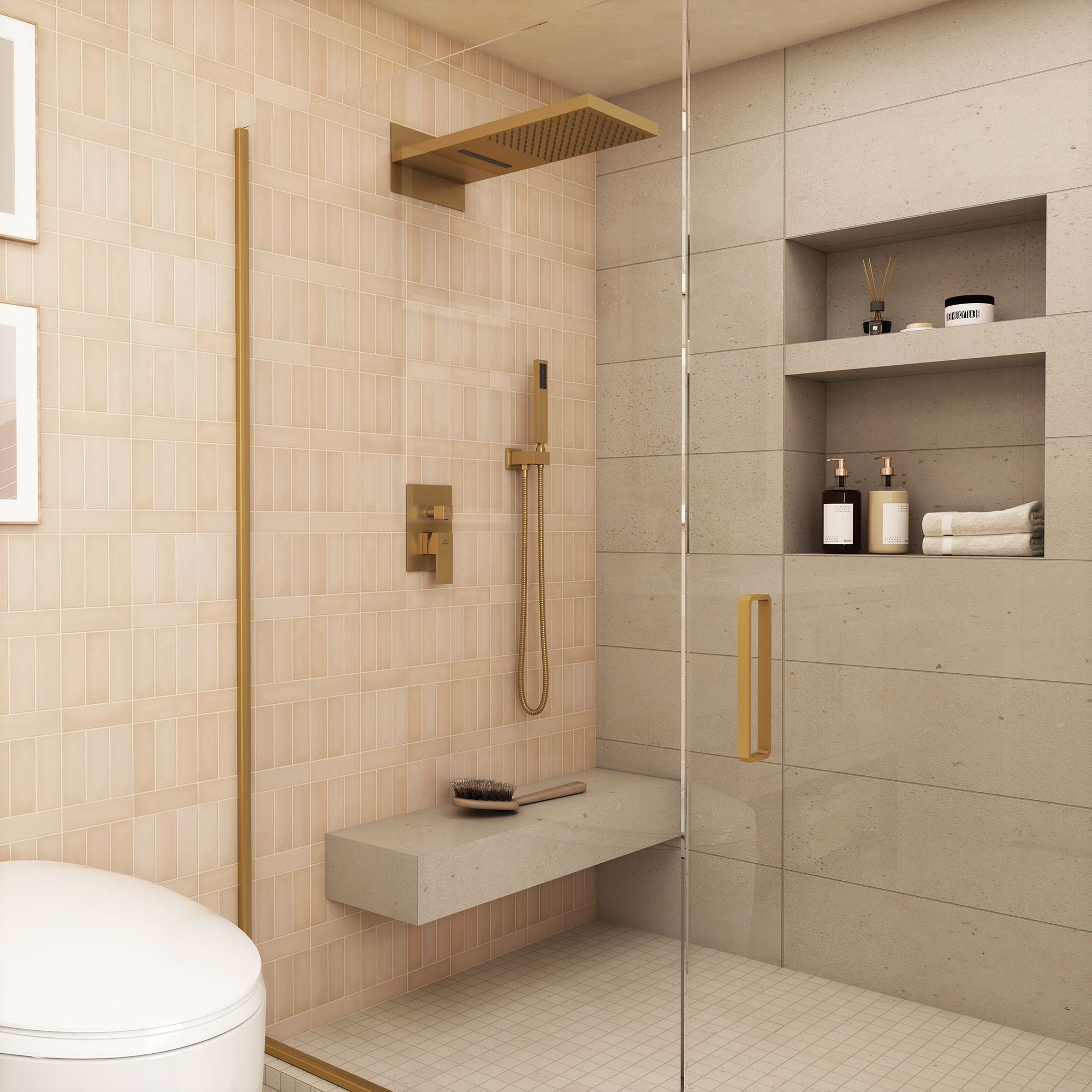 22" Wall Mounted Stainless Steel Shower Systems With Handheld Shower