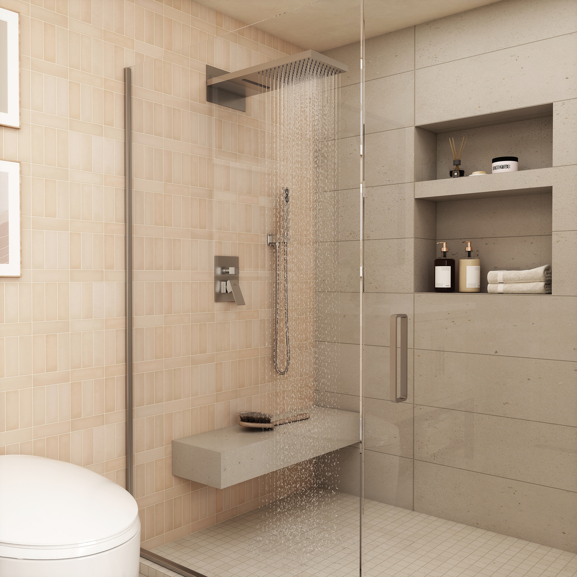 22" Wall Mounted Stainless Steel Shower Systems With Handheld Shower