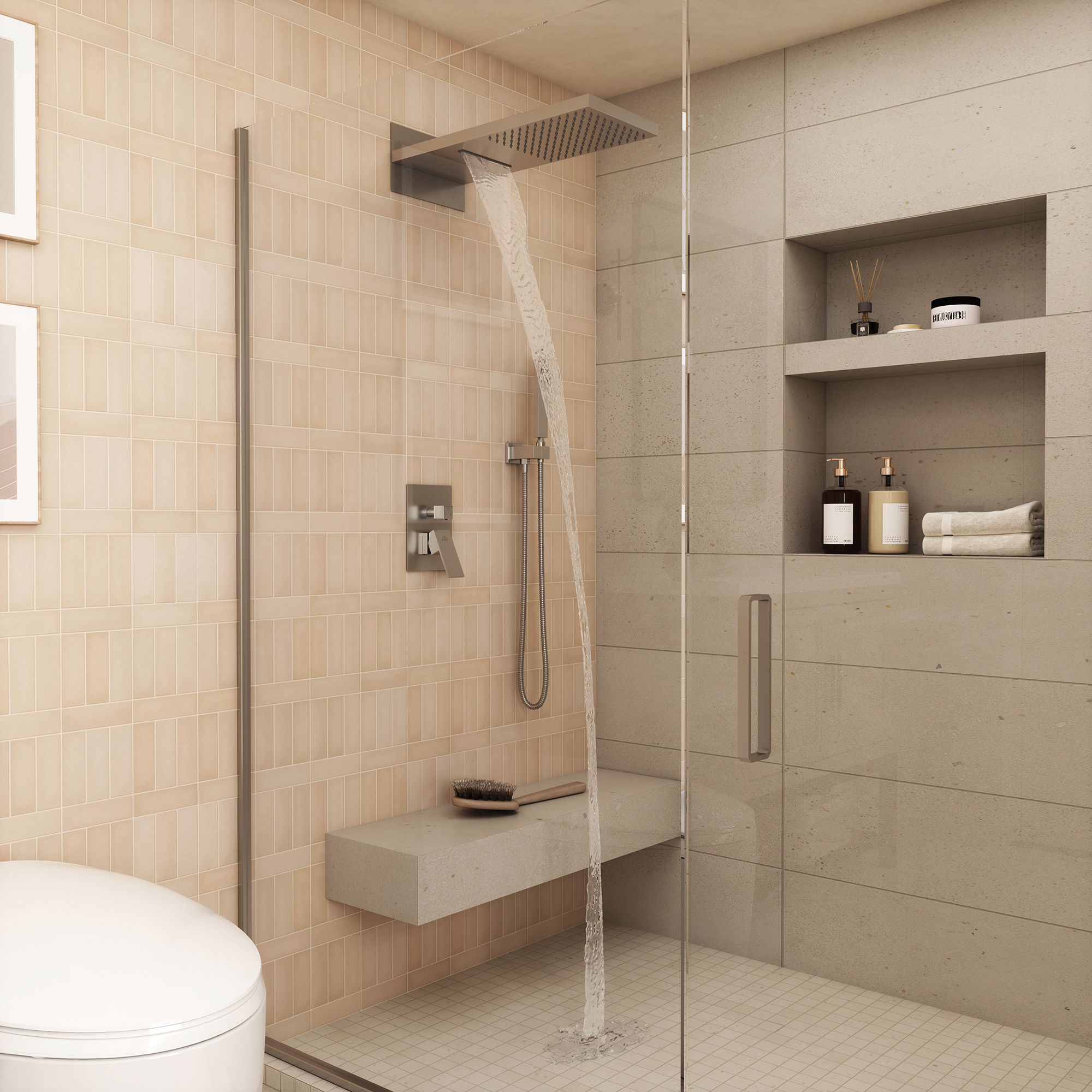 22" Wall Mounted Stainless Steel Shower Systems With Handheld Shower