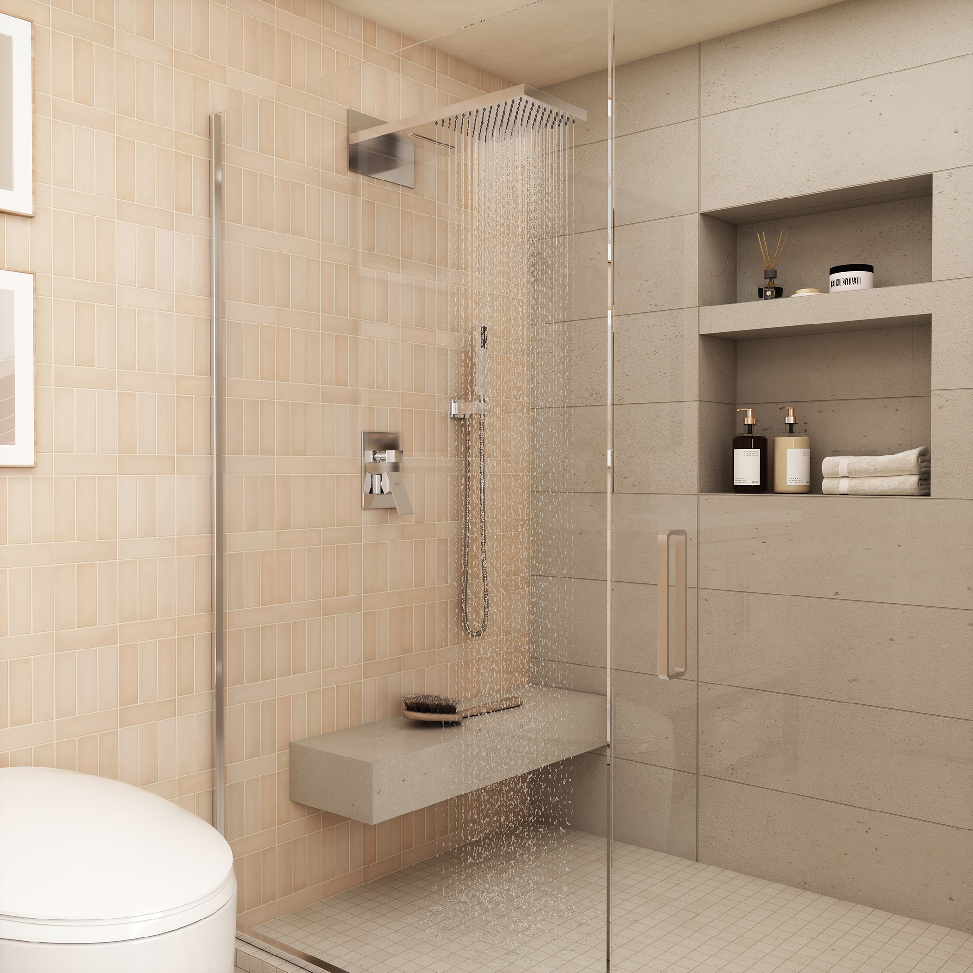 22" Wall Mounted Stainless Steel Shower Systems With Handheld Shower