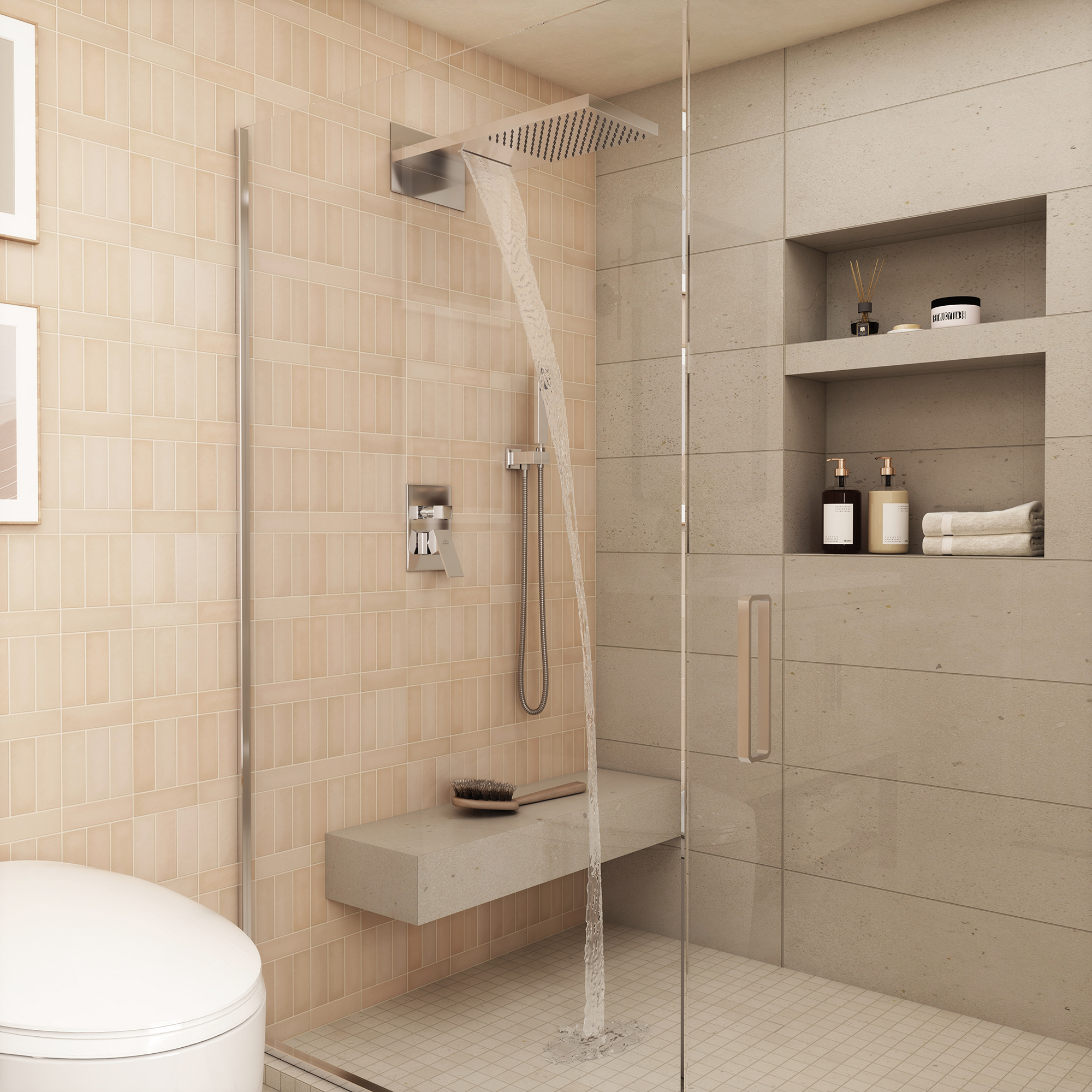 22" Wall Mounted Stainless Steel Shower Systems With Handheld Shower