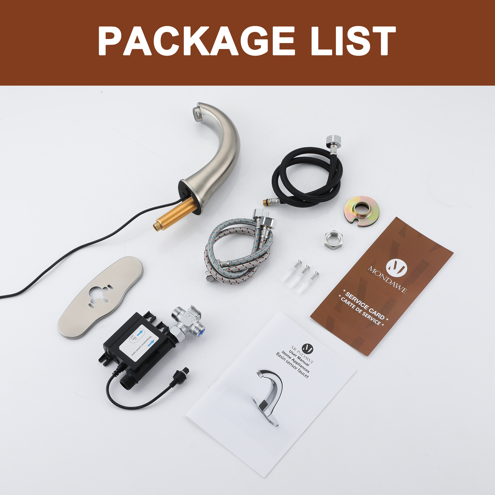 Hands-Free Touchless Bathroom Sink Faucet with Hole Cover Plate