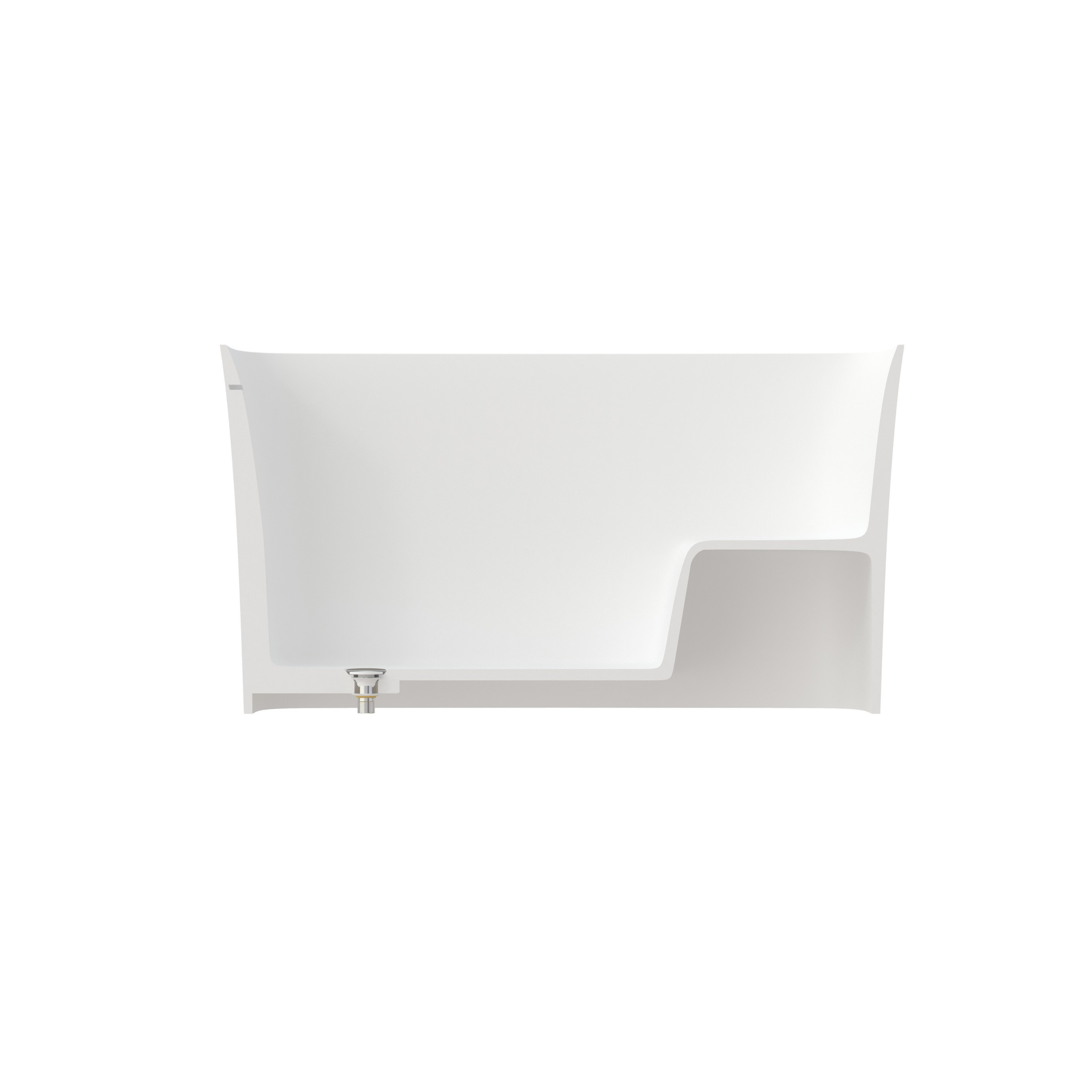 47" Matte White Solid Surface Stone Soaking Bathtub with Built-in Seat