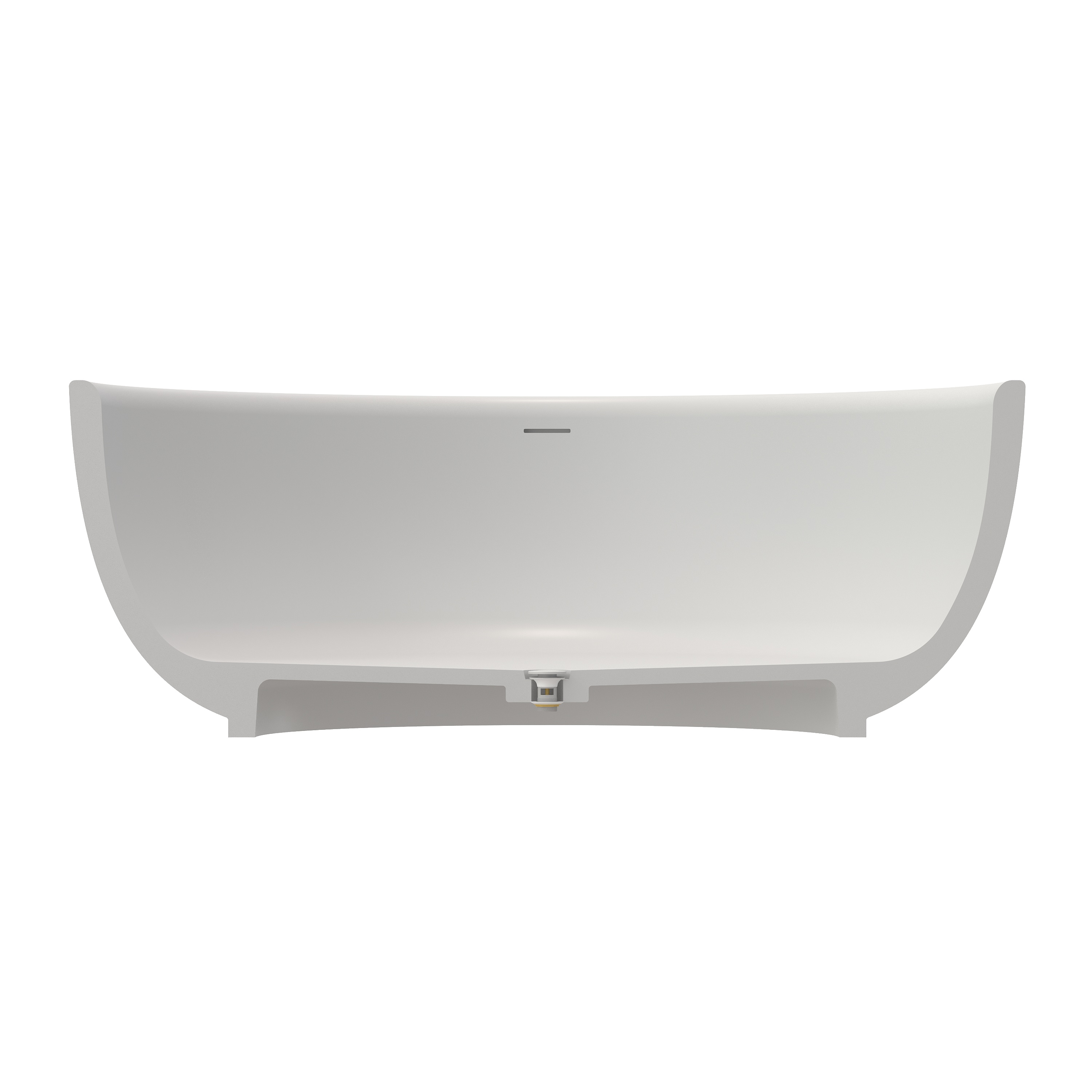 59" Round Solid Surface Freestanding Bathtub for Two in Matte White
