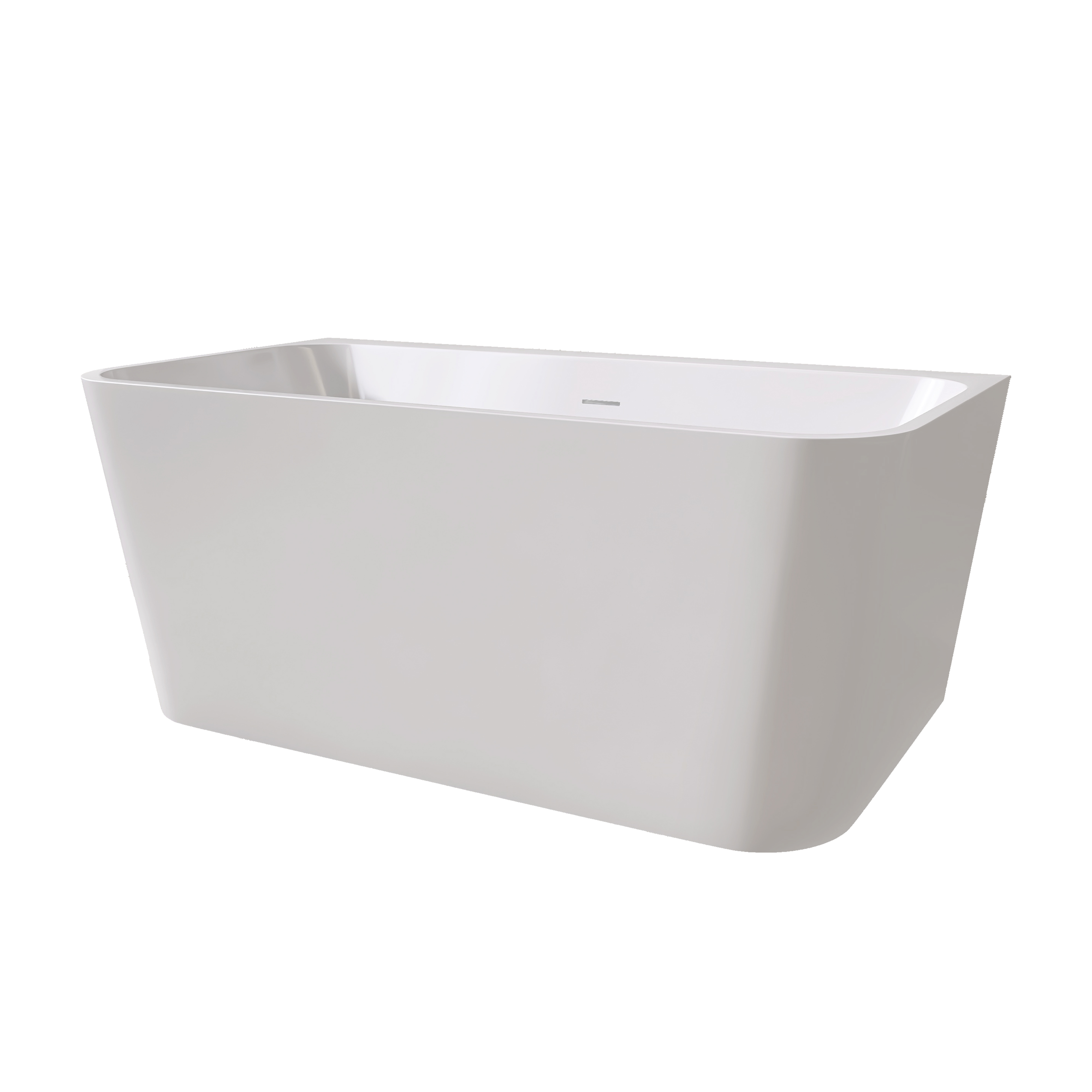 55"/59" Glossy White Square Freestanding Acrylic Bathtub with Modern Industrial Design