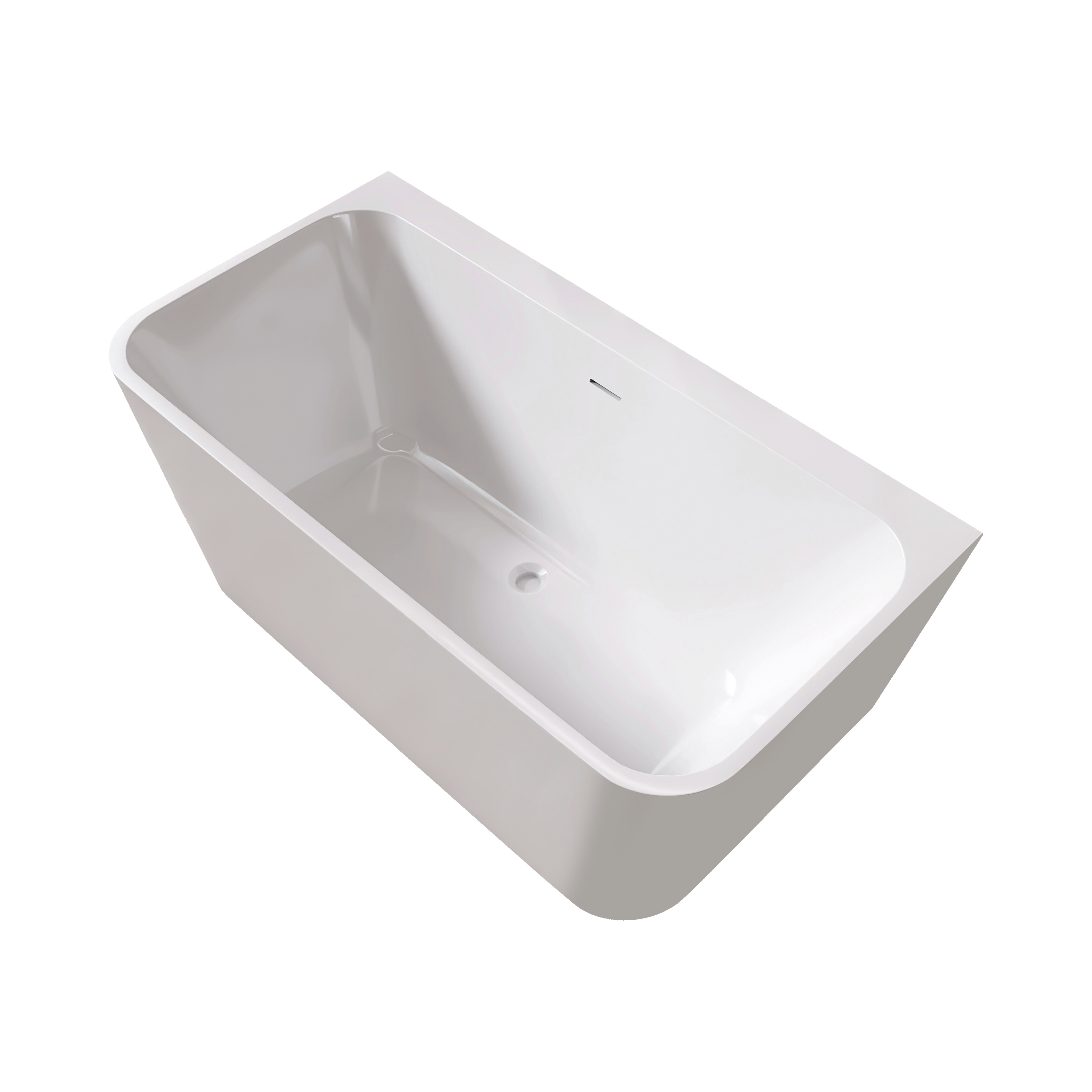 55"/59" Glossy White Square Freestanding Acrylic Bathtub with Modern Industrial Design