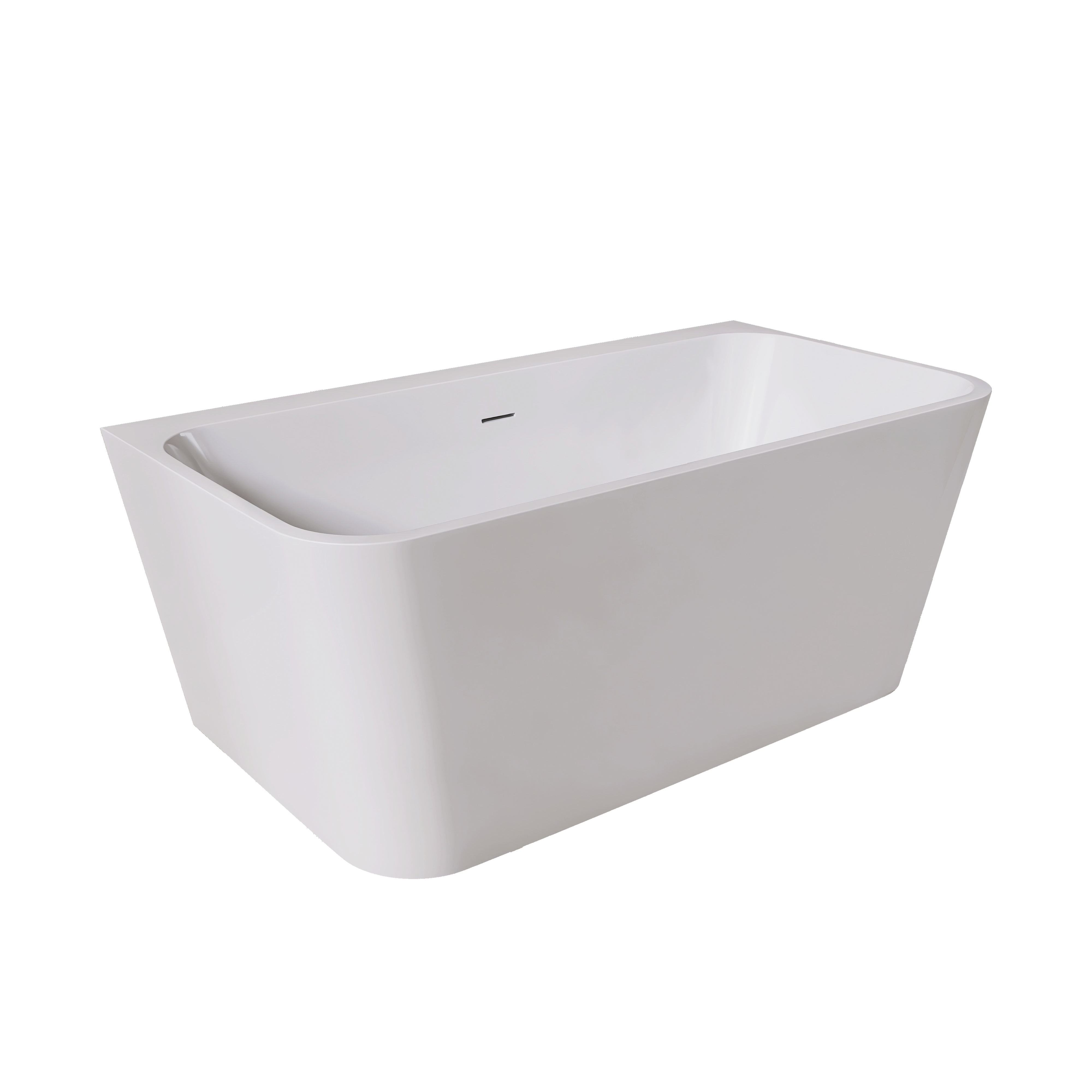 55"/59" Glossy White Square Freestanding Acrylic Bathtub with Modern Industrial Design