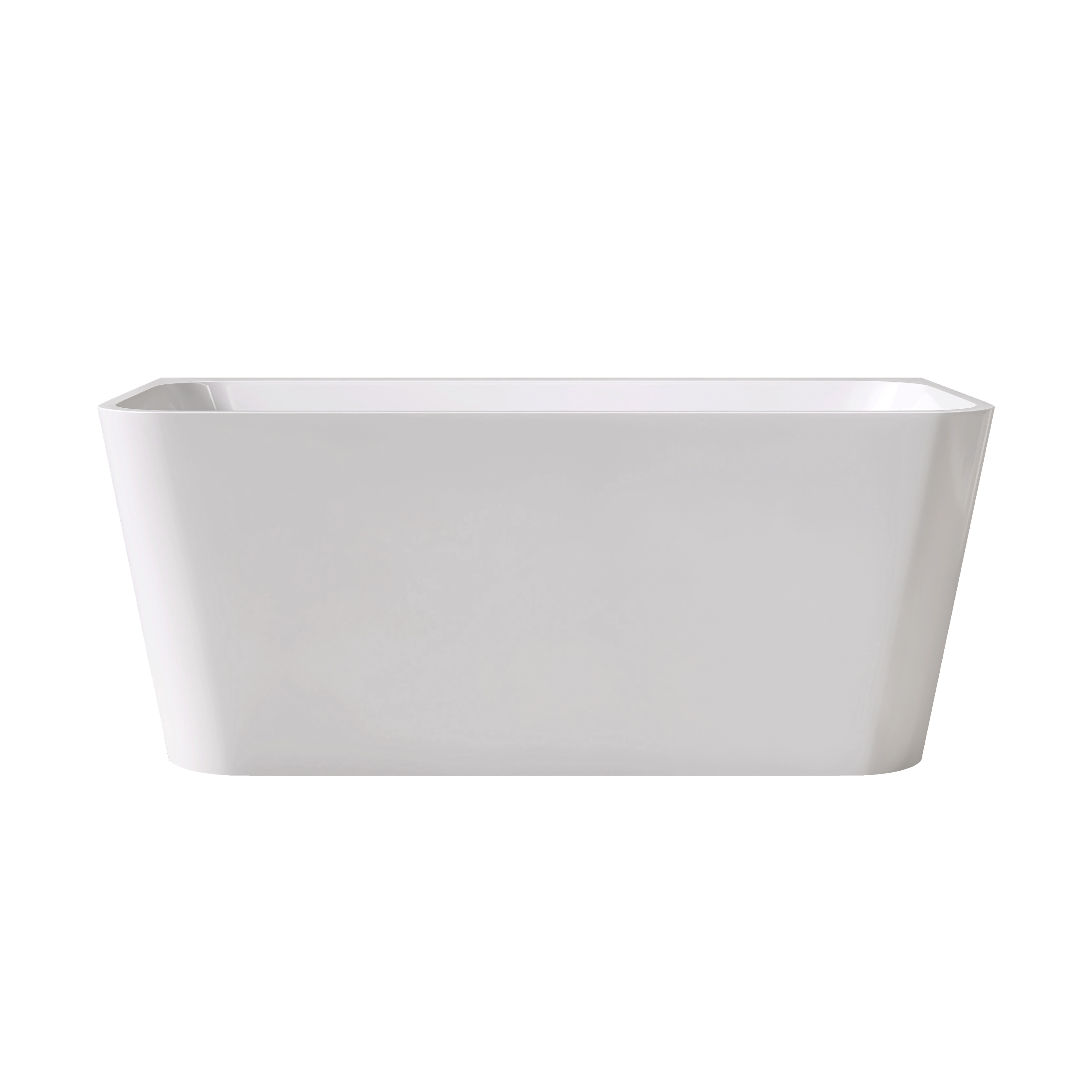 55"/59" Glossy White Square Freestanding Acrylic Bathtub with Modern Industrial Design