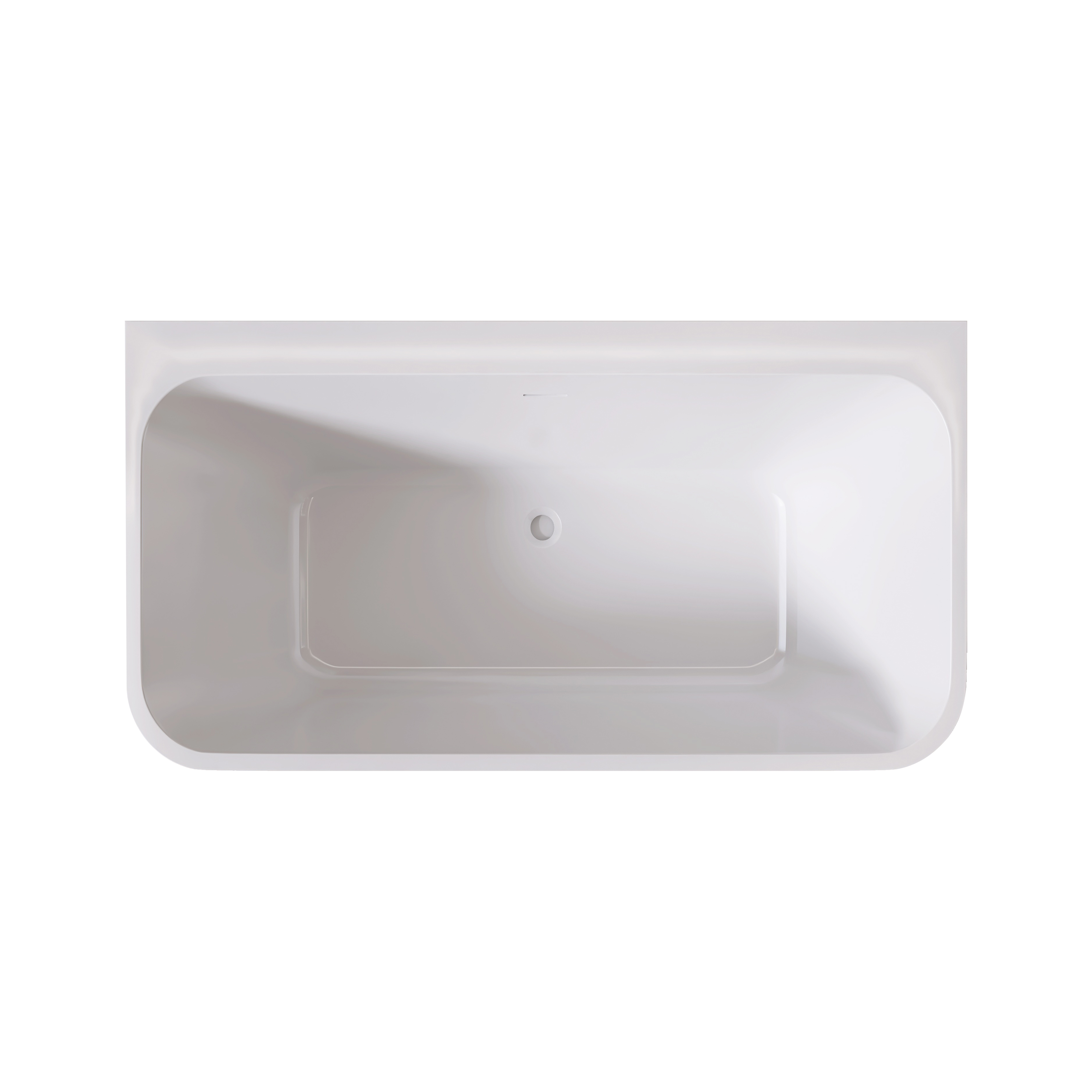 55"/59" Glossy White Square Freestanding Acrylic Bathtub with Modern Industrial Design