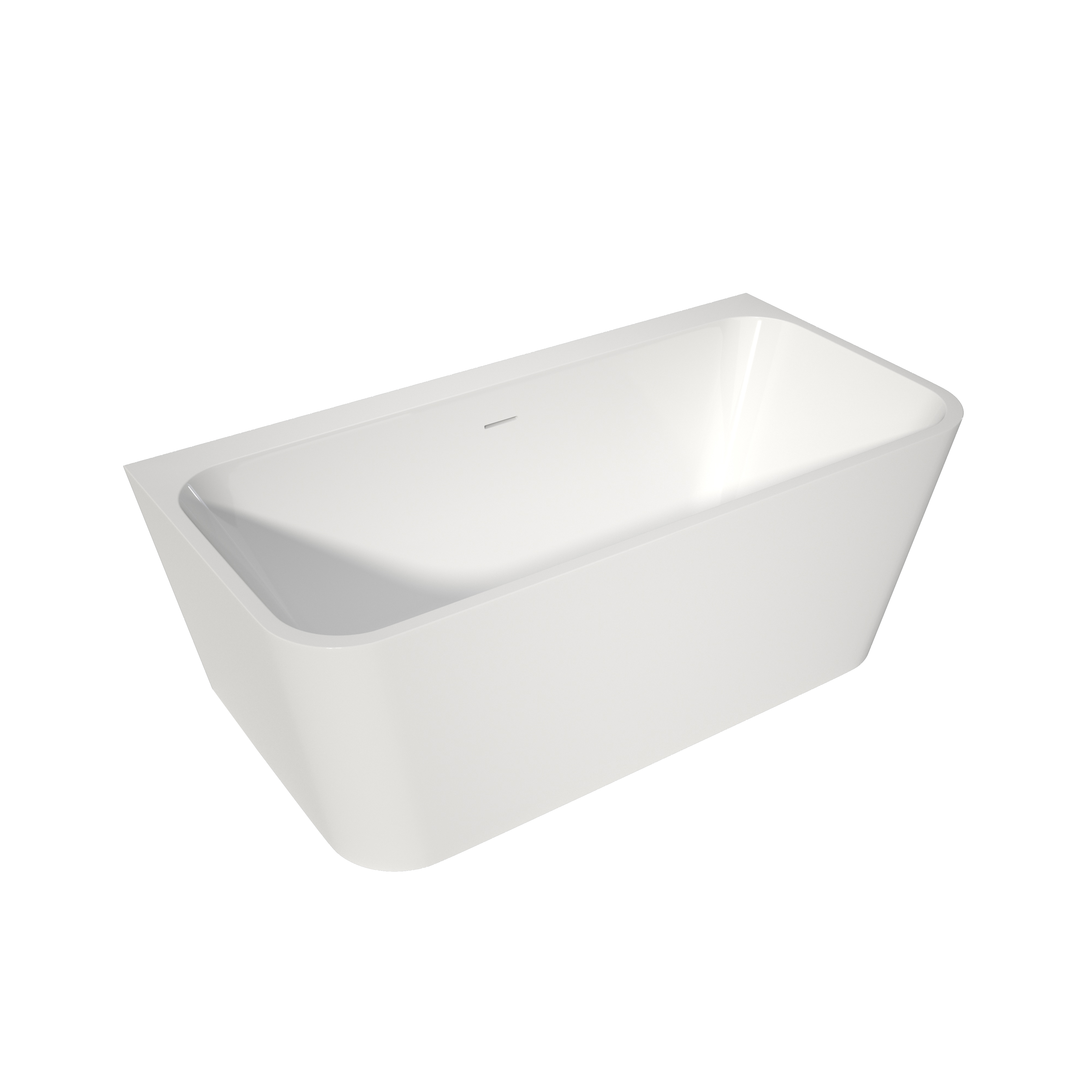 55"/59" Glossy White Square Freestanding Acrylic Bathtub with Modern Industrial Design