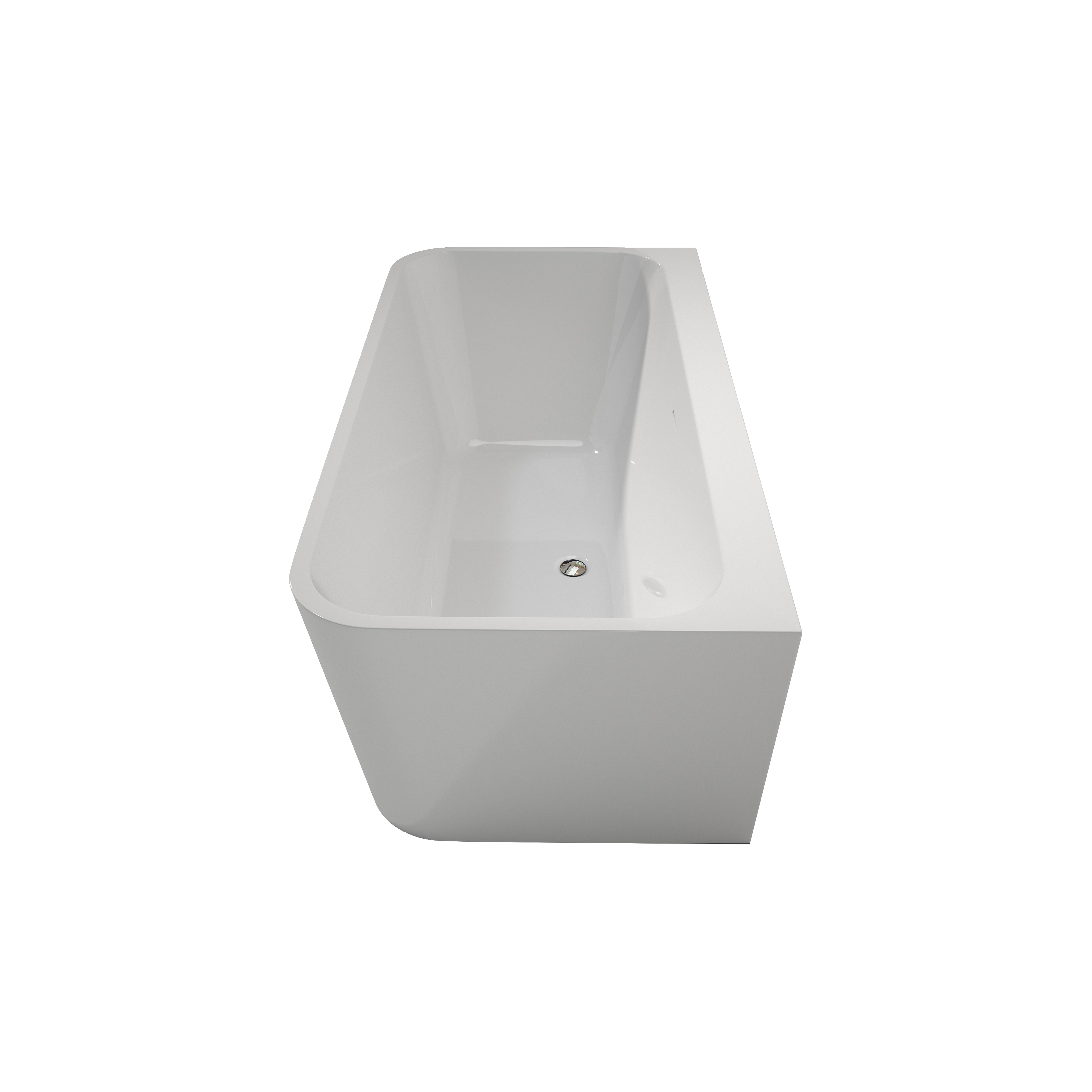 55"/59" Glossy White Square Freestanding Acrylic Bathtub with Modern Industrial Design