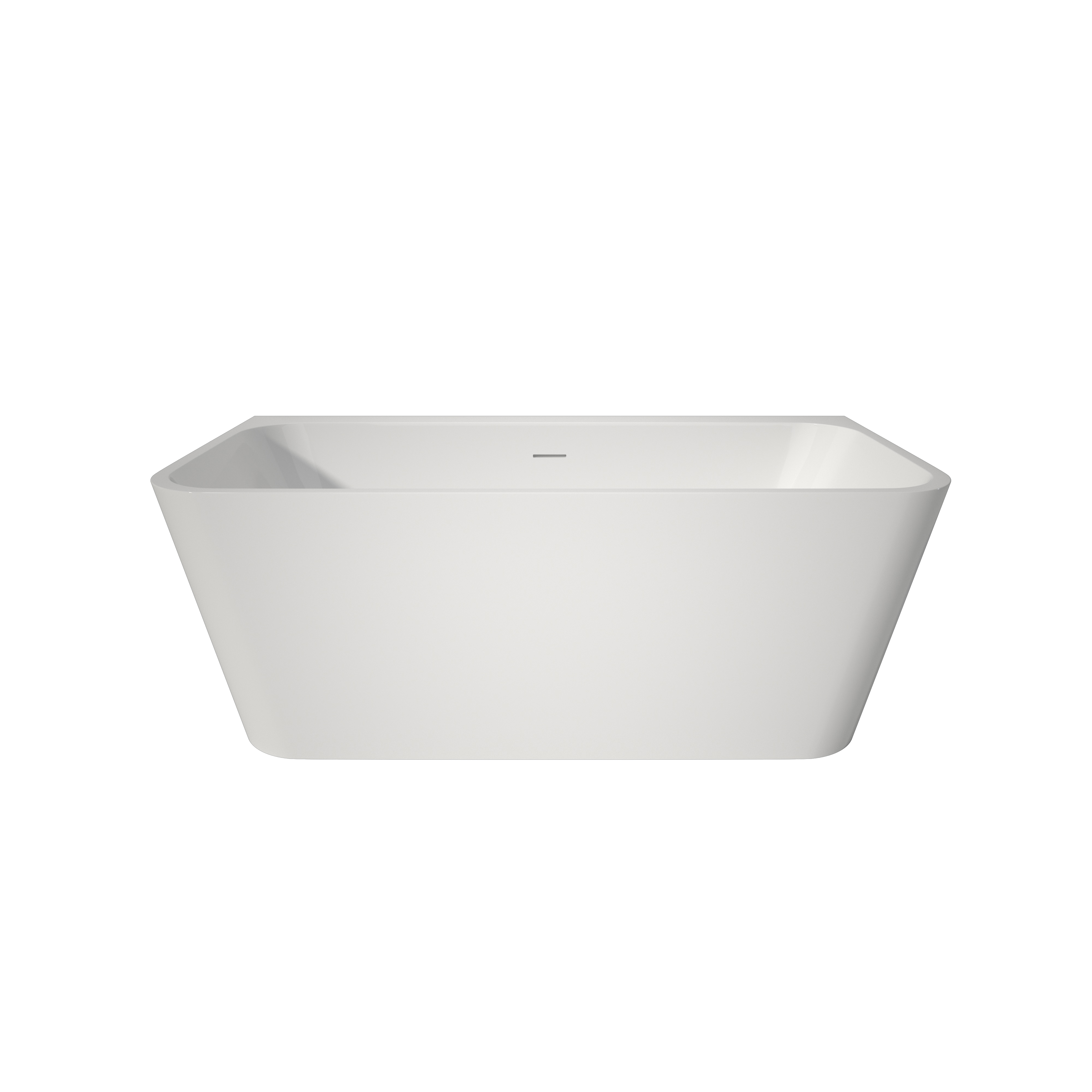 55"/59" Glossy White Square Freestanding Acrylic Bathtub with Modern Industrial Design