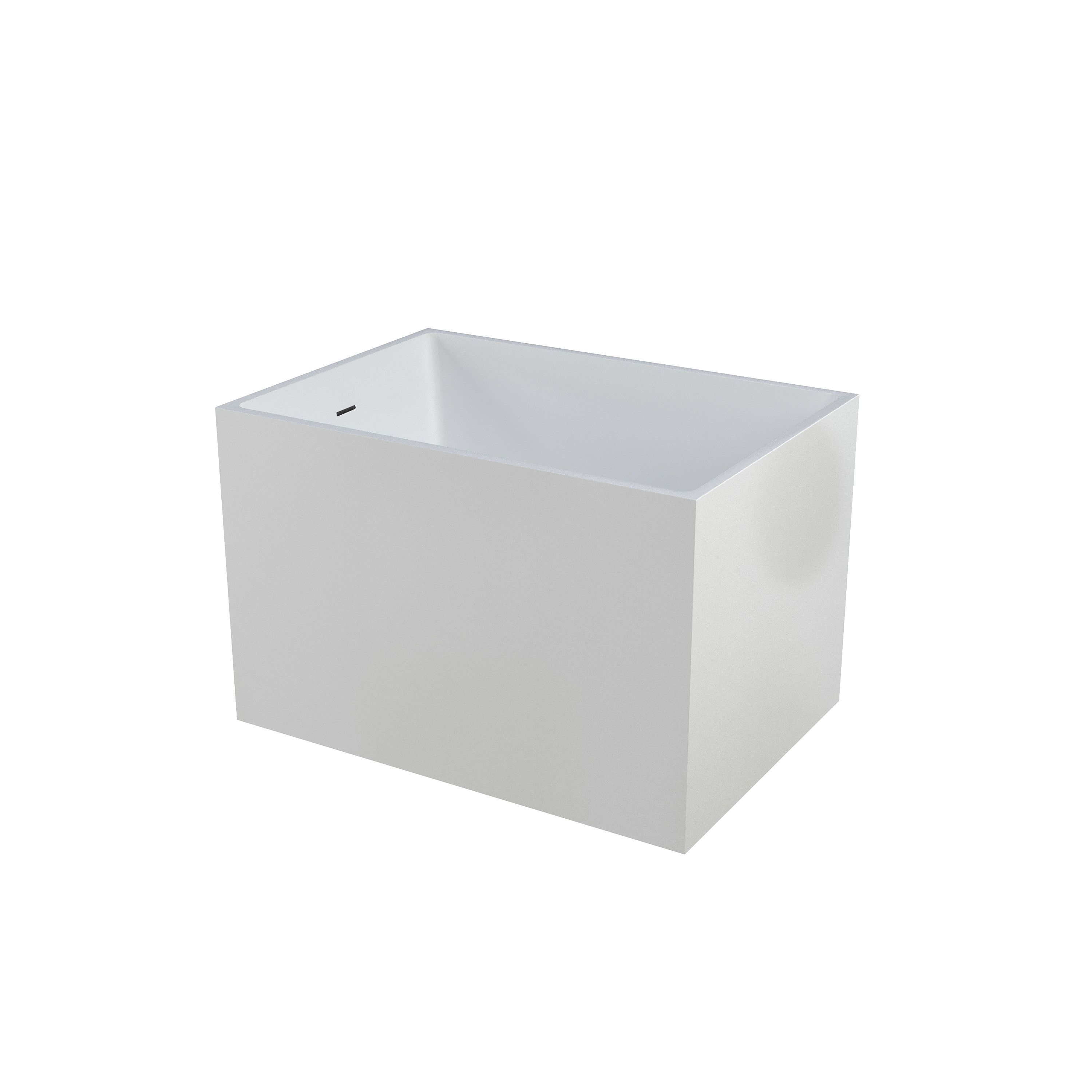 39"/47" Glossy White Minimalist Freestanding Bathtub with Built-In Seat