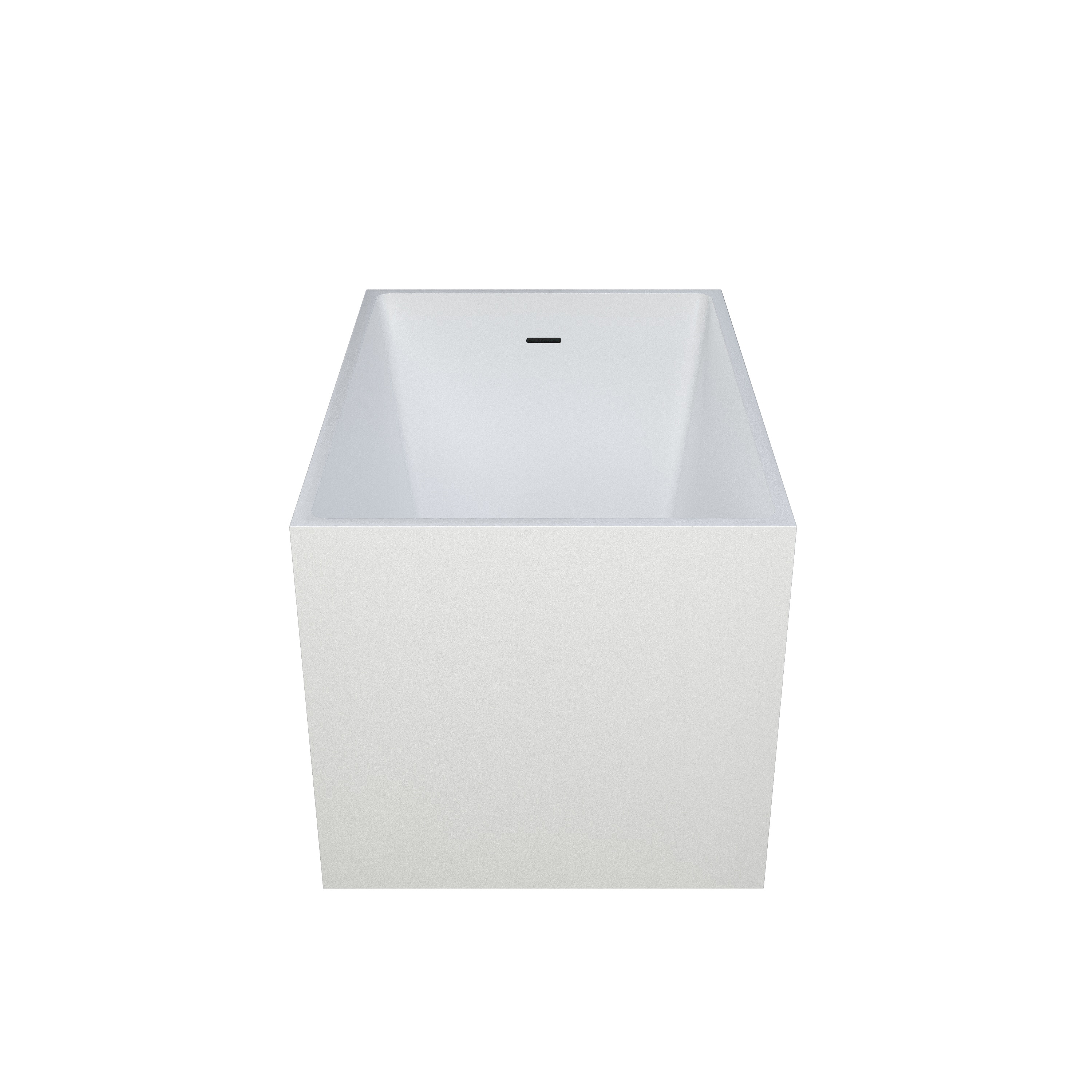 39"/47" Glossy White Minimalist Freestanding Bathtub with Built-In Seat
