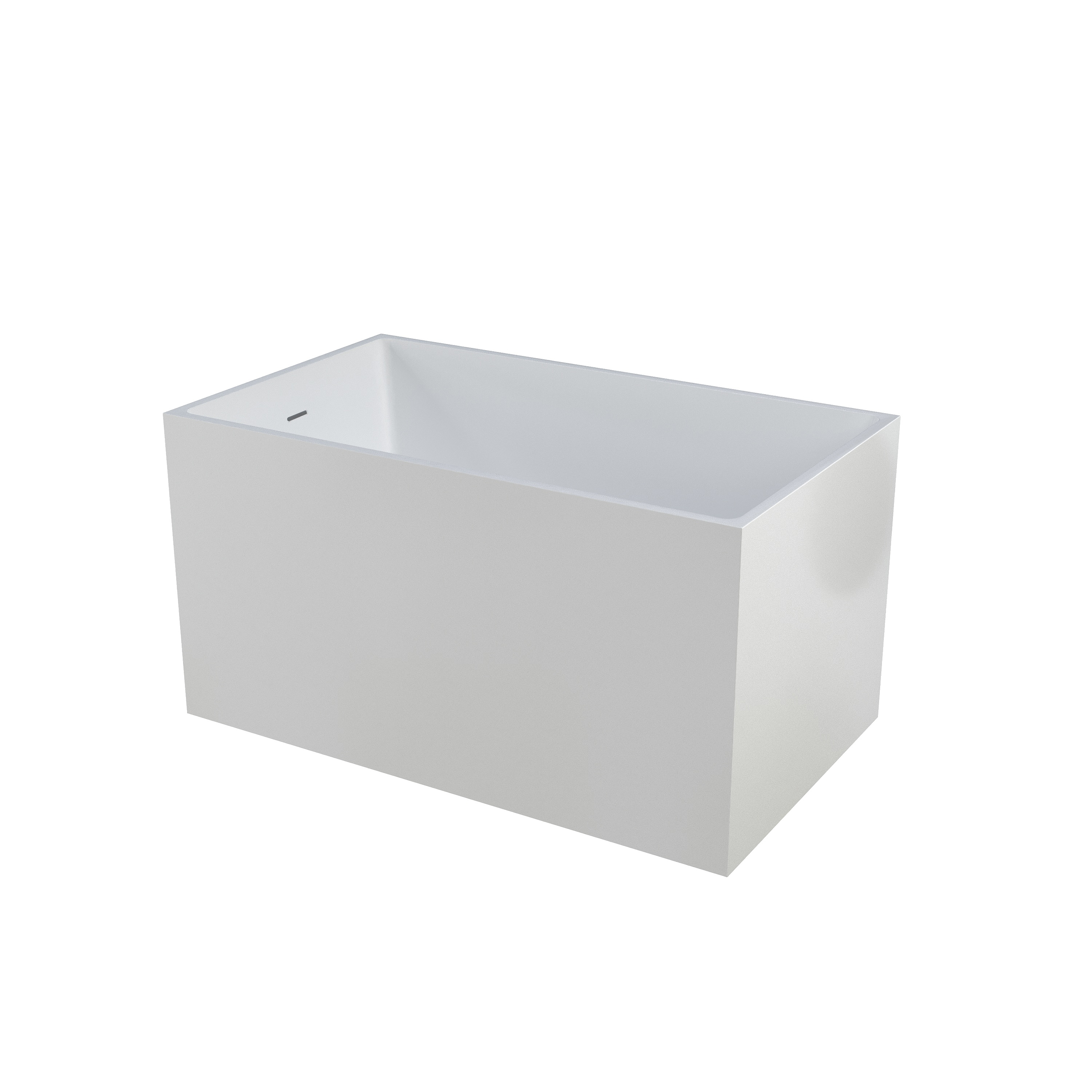 39"/47" Glossy White Minimalist Freestanding Bathtub with Built-In Seat