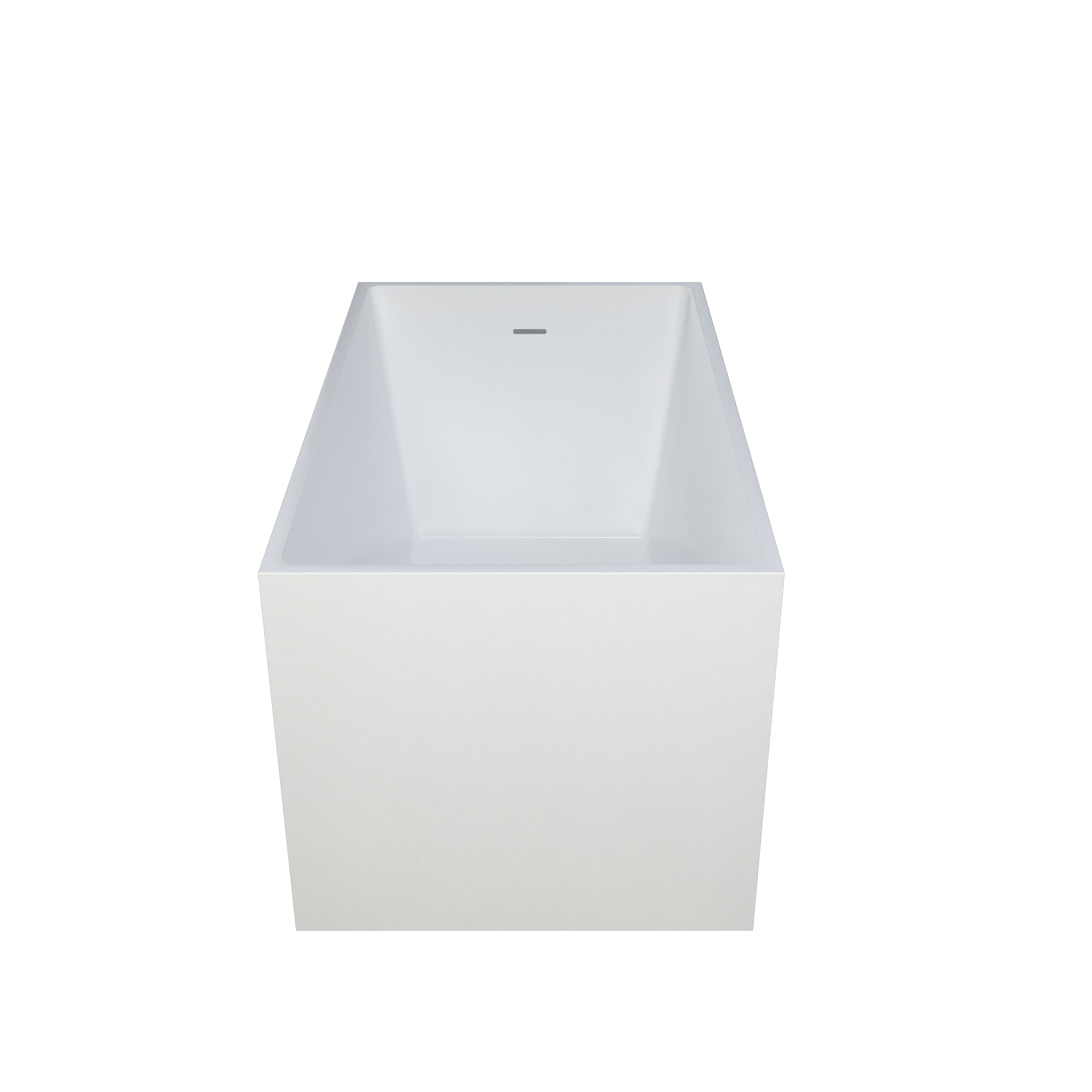 39"/47" Glossy White Minimalist Freestanding Bathtub with Built-In Seat