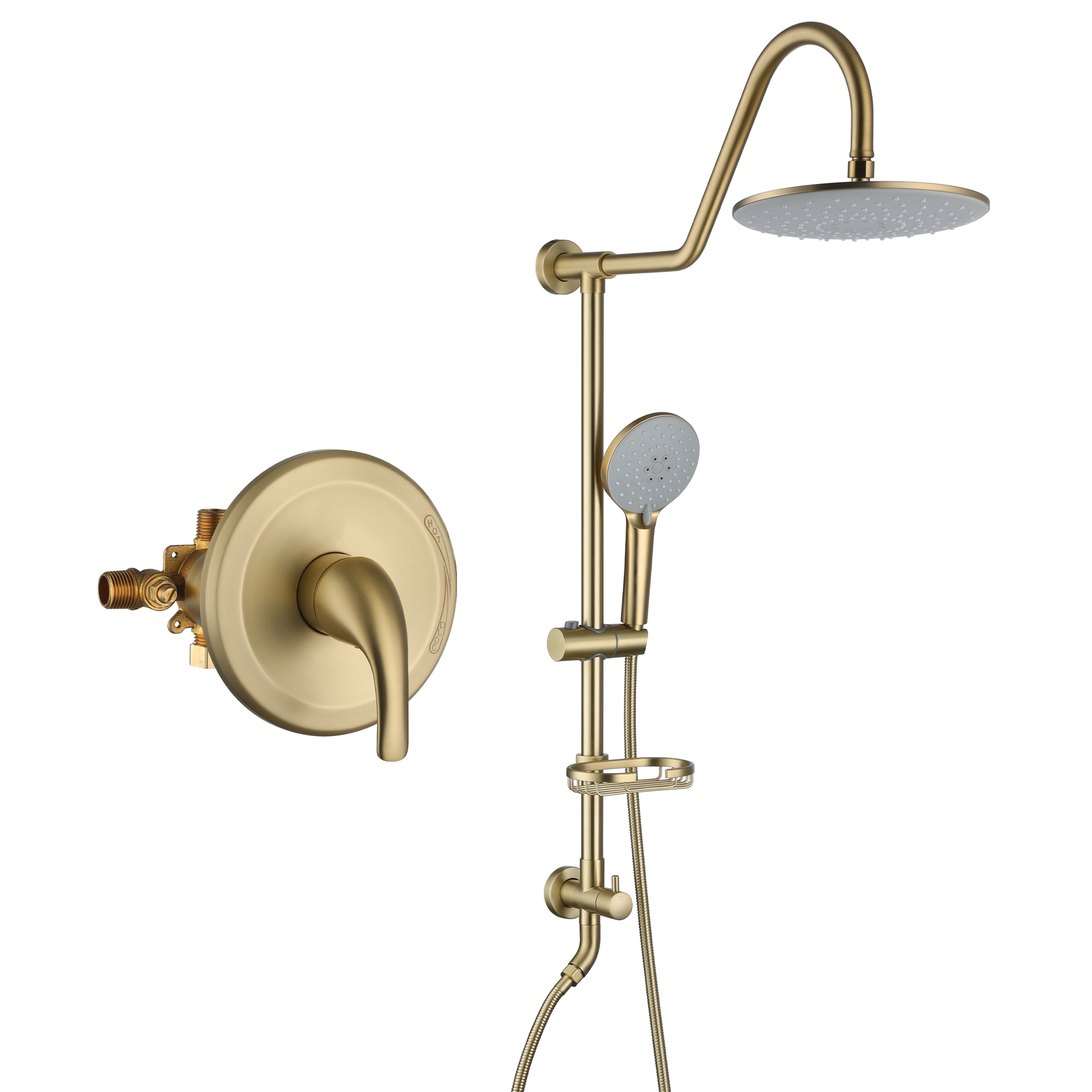 9.63-inch Exposed Shower System with Shower Valve & Soap Dish