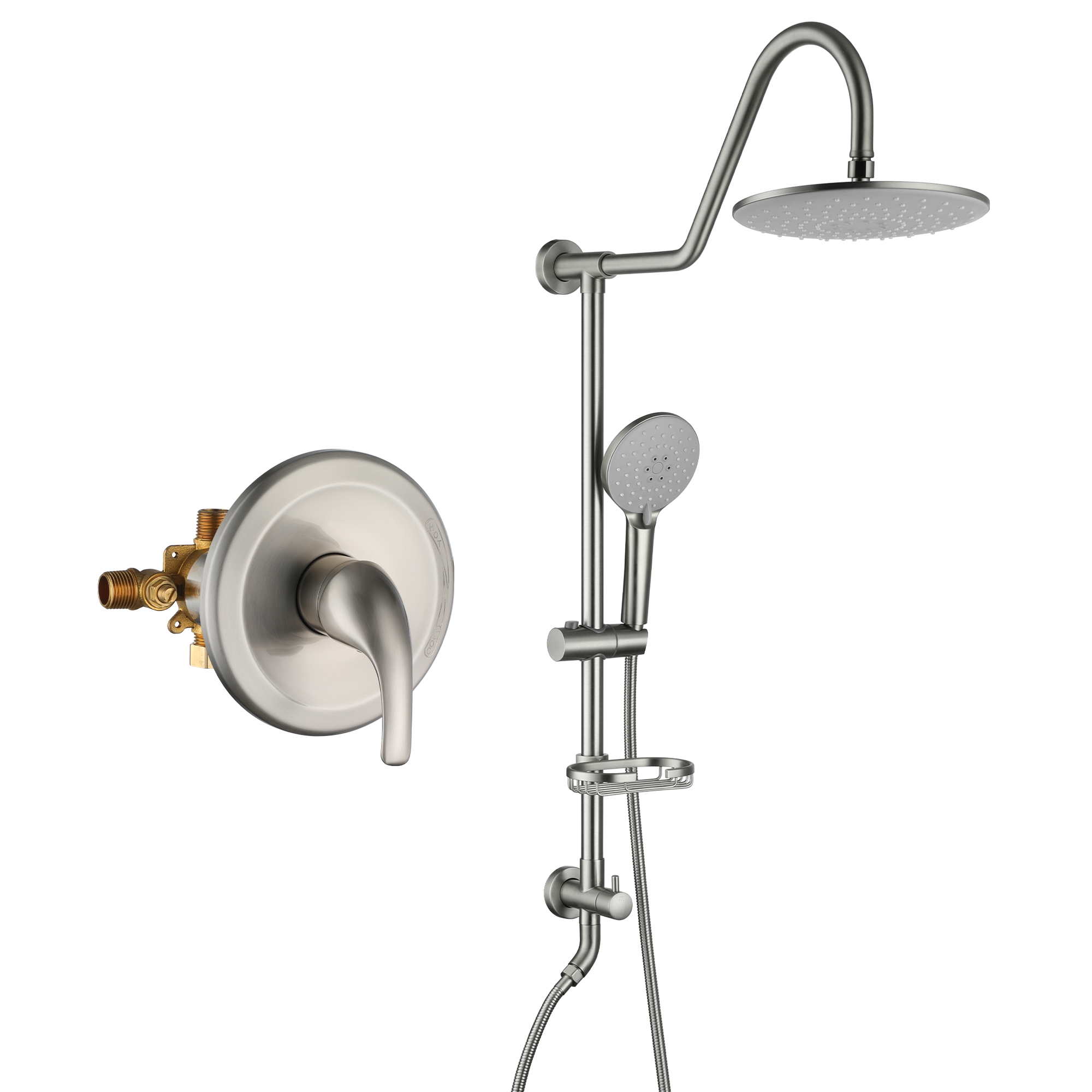 9.63-inch Exposed Shower System with Shower Valve & Soap Dish