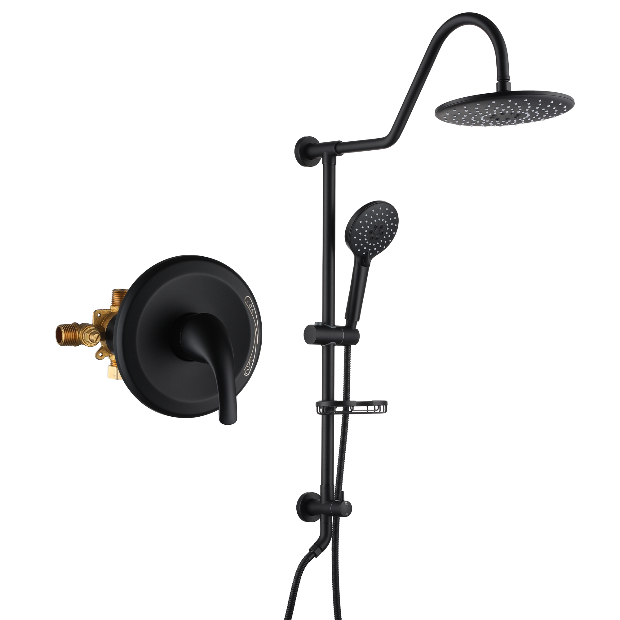 9.63-inch Exposed Shower System with Shower Valve & Soap Dish