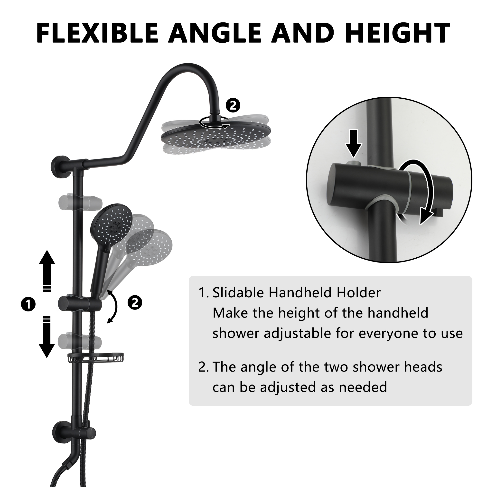 9.63-inch Exposed Shower System with Shower Valve & Soap Dish