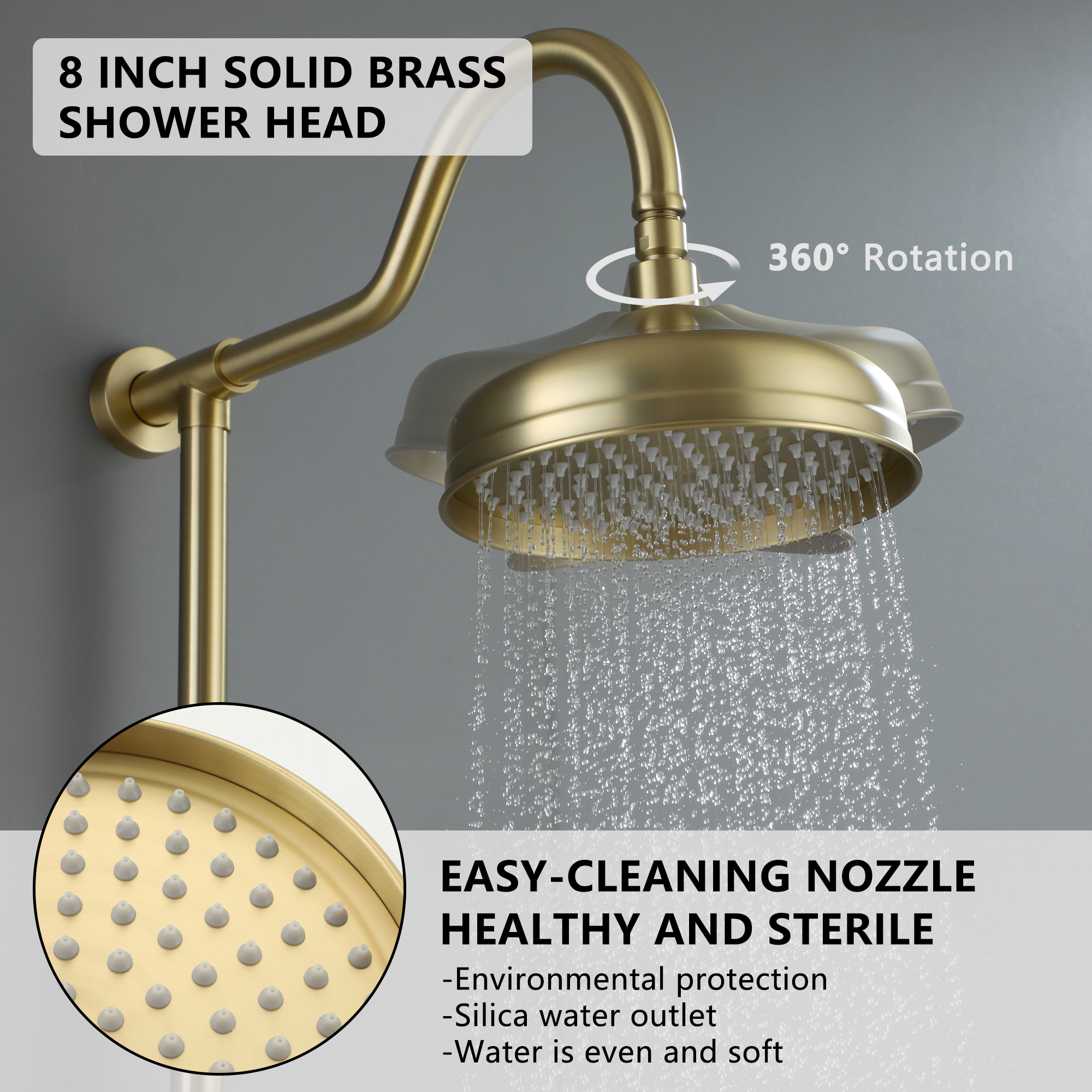 8-inch 2-Function Exposed Pipe Shower System with Shower Valve